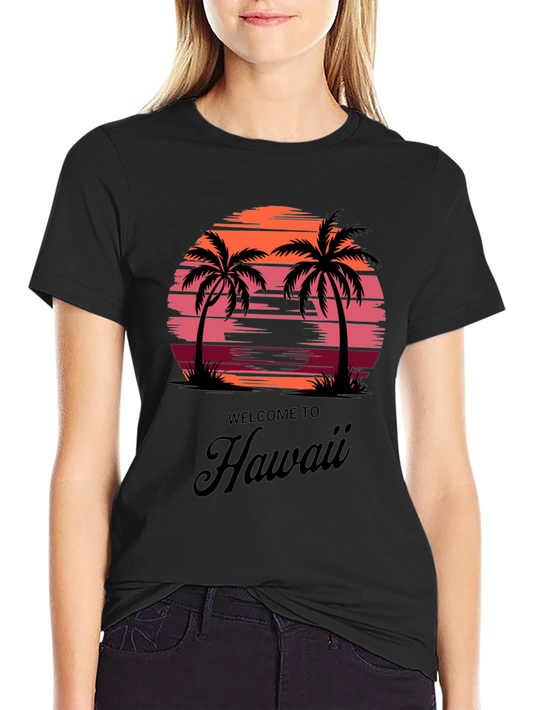Hawaii Sunset Palm Tree Graphic Tee