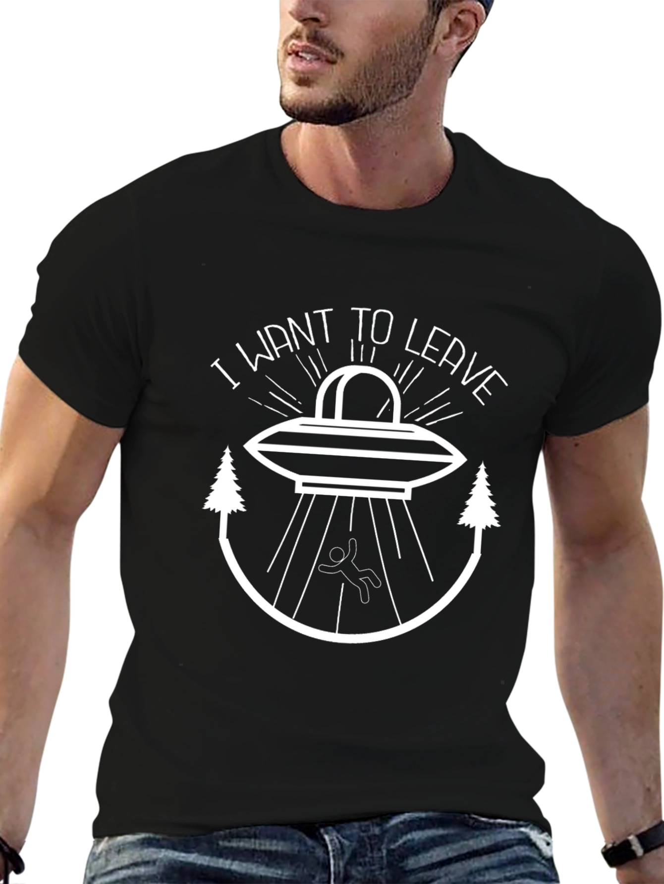 I Want To Leave UFO Abduction Graphic T-Shirt