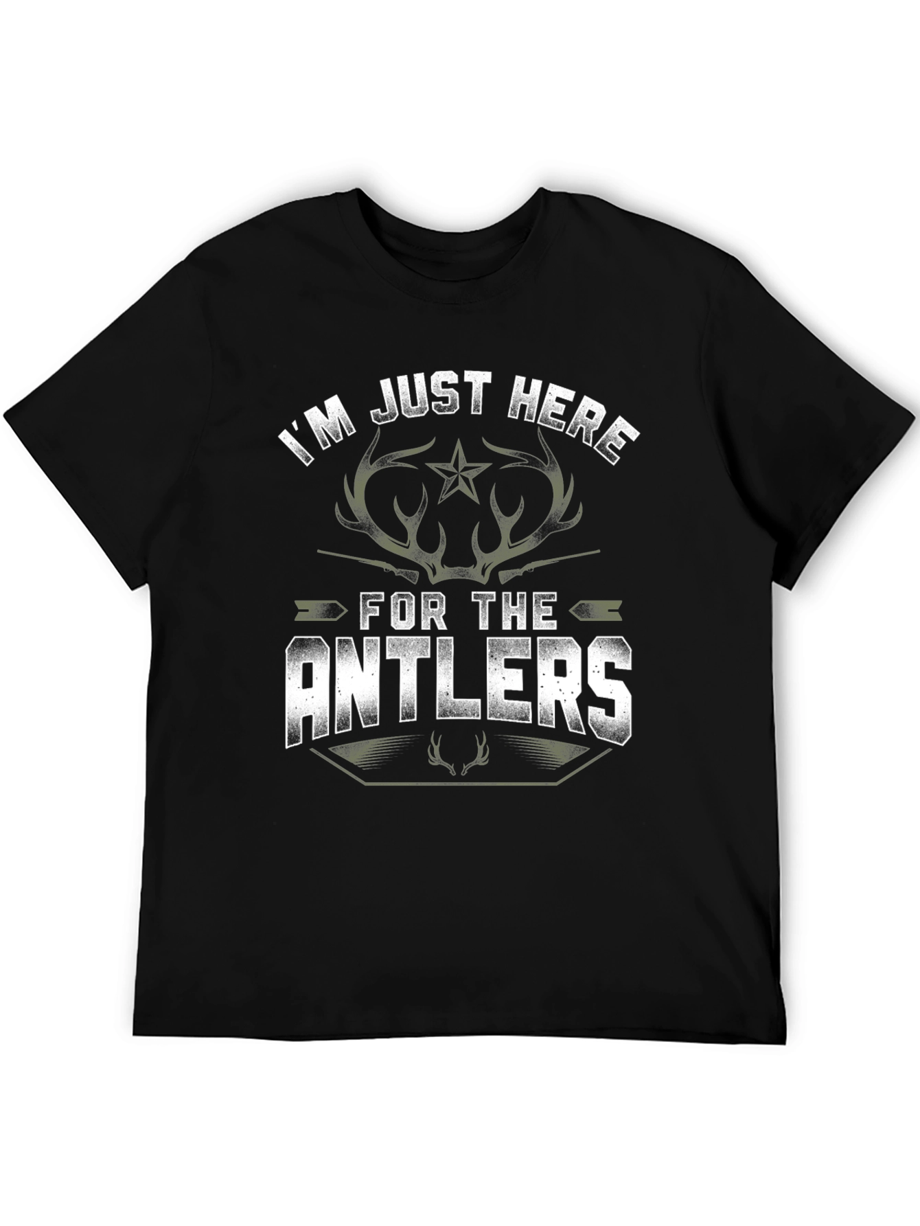 Im Just Here for the Antlers Black T-Shirt