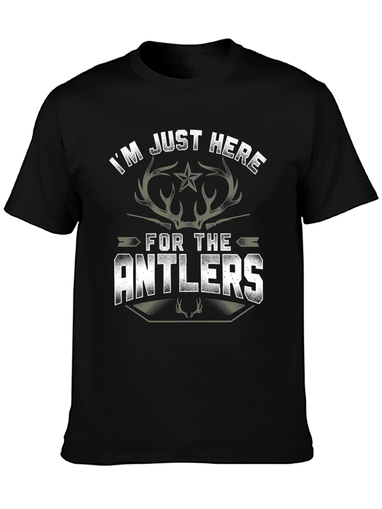 Im Just Here for the Antlers Black T-Shirt