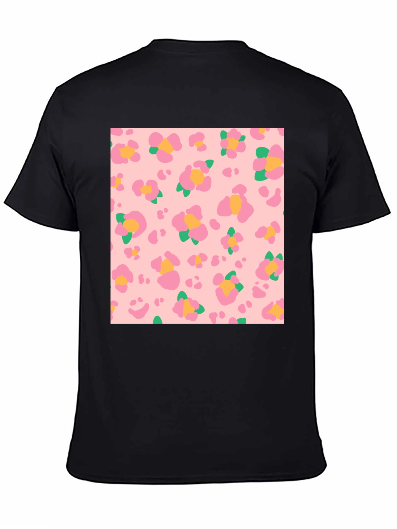 Floral Leopard Print Black T-Shirt