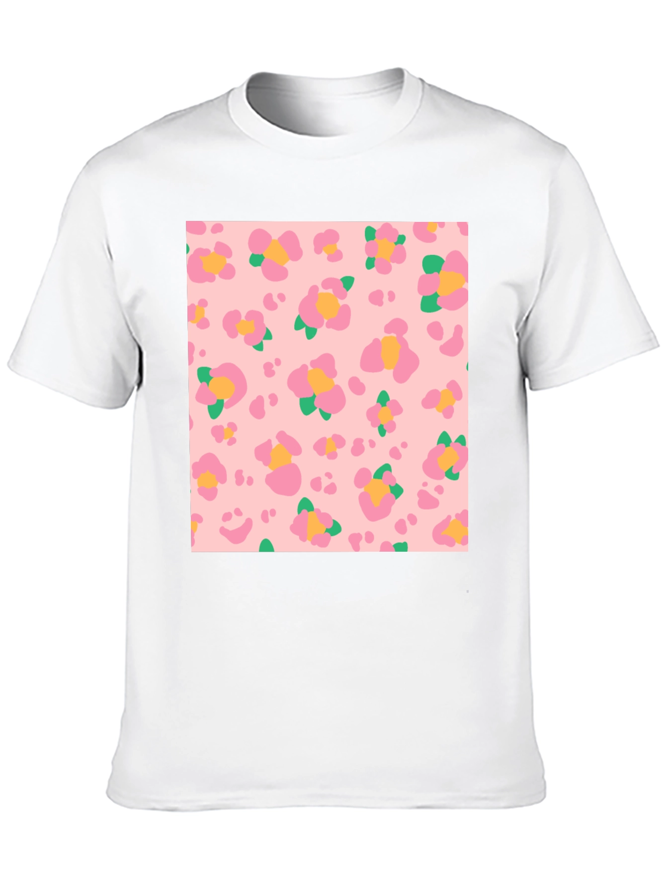 Floral Leopard Print Black T-Shirt