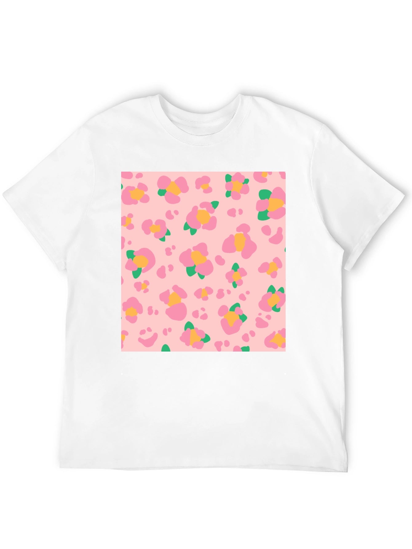 Floral Leopard Print Black T-Shirt