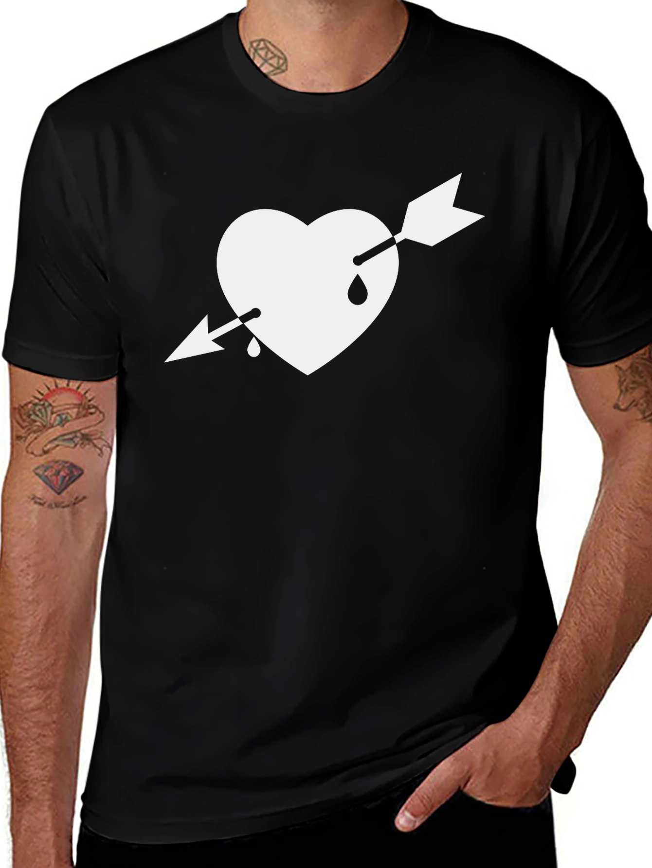 Heart Arrow Graphic Tee - Black Unisex T-Shirt