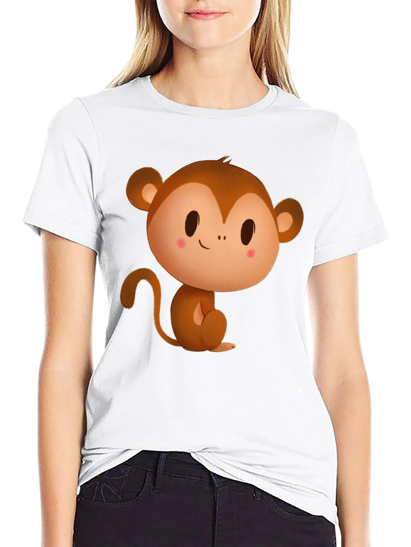 Cute Monkey Graphic Tee - Black T-Shirt
