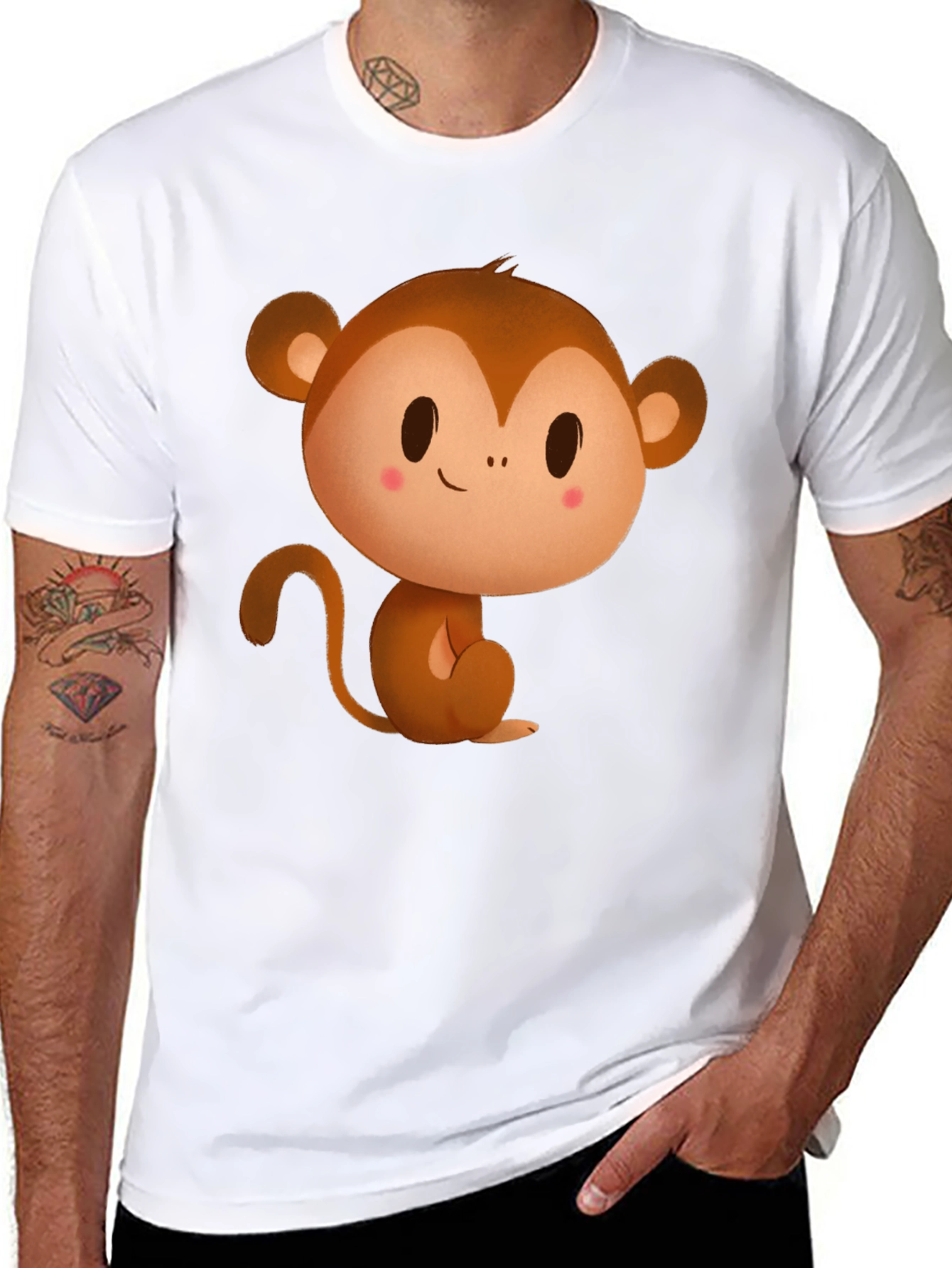 Cute Monkey Graphic Tee - Black T-Shirt