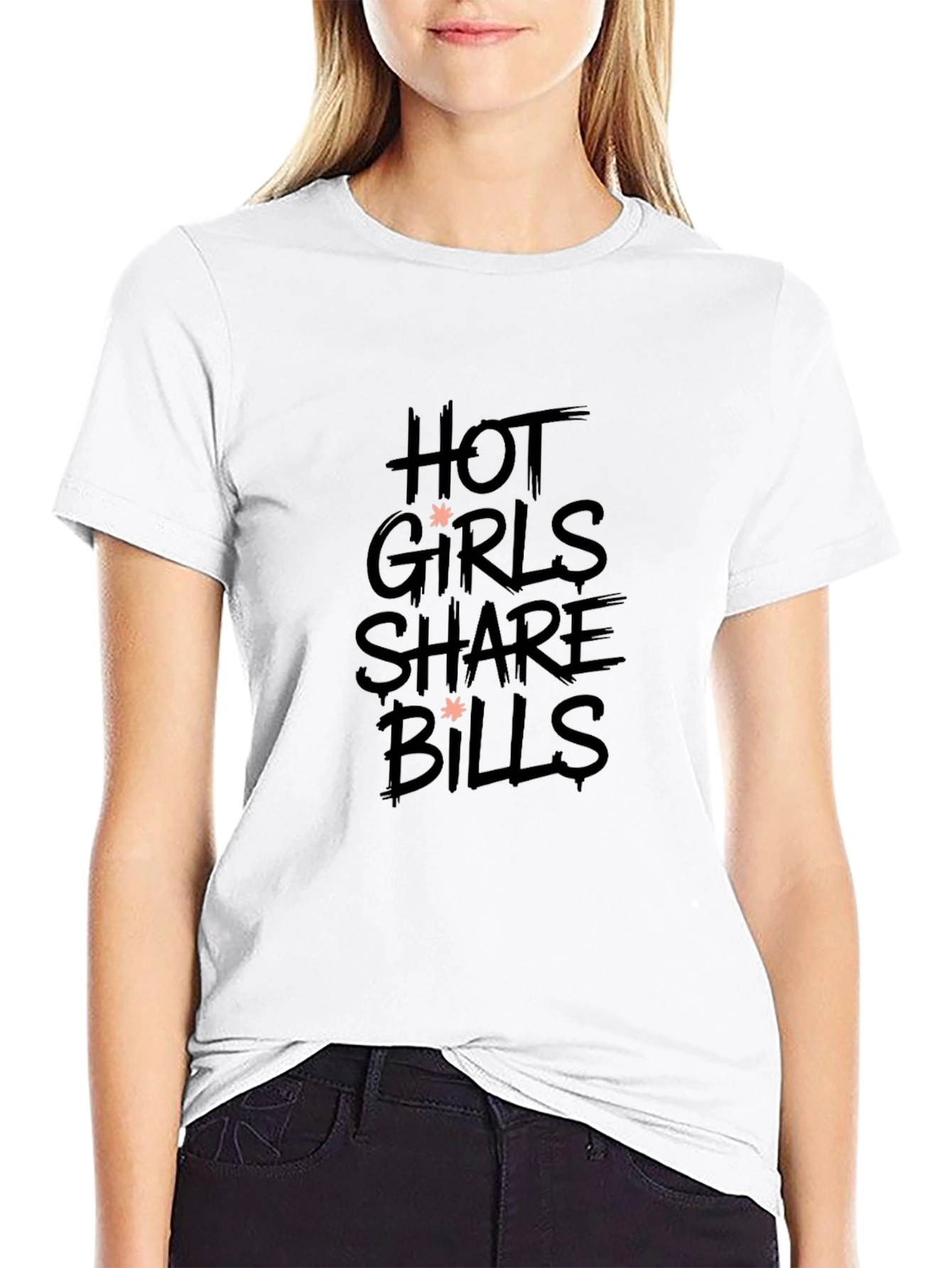 Hot Girls Share Bills Black Graphic T-Shirt