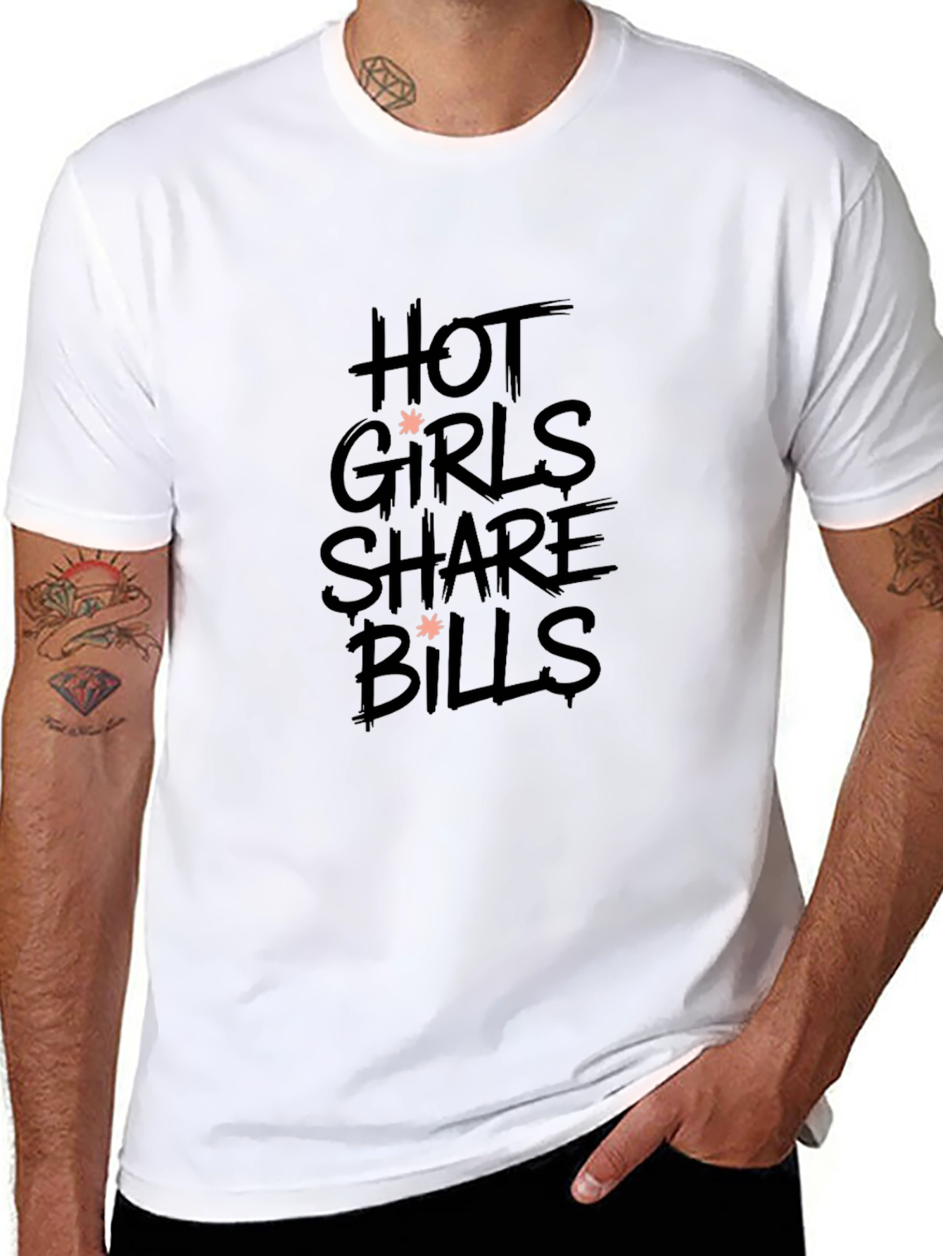 Hot Girls Share Bills Black Graphic T-Shirt