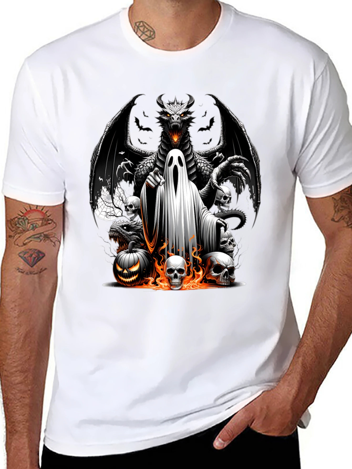 Halloween Dragon Ghost Graphic Tee
