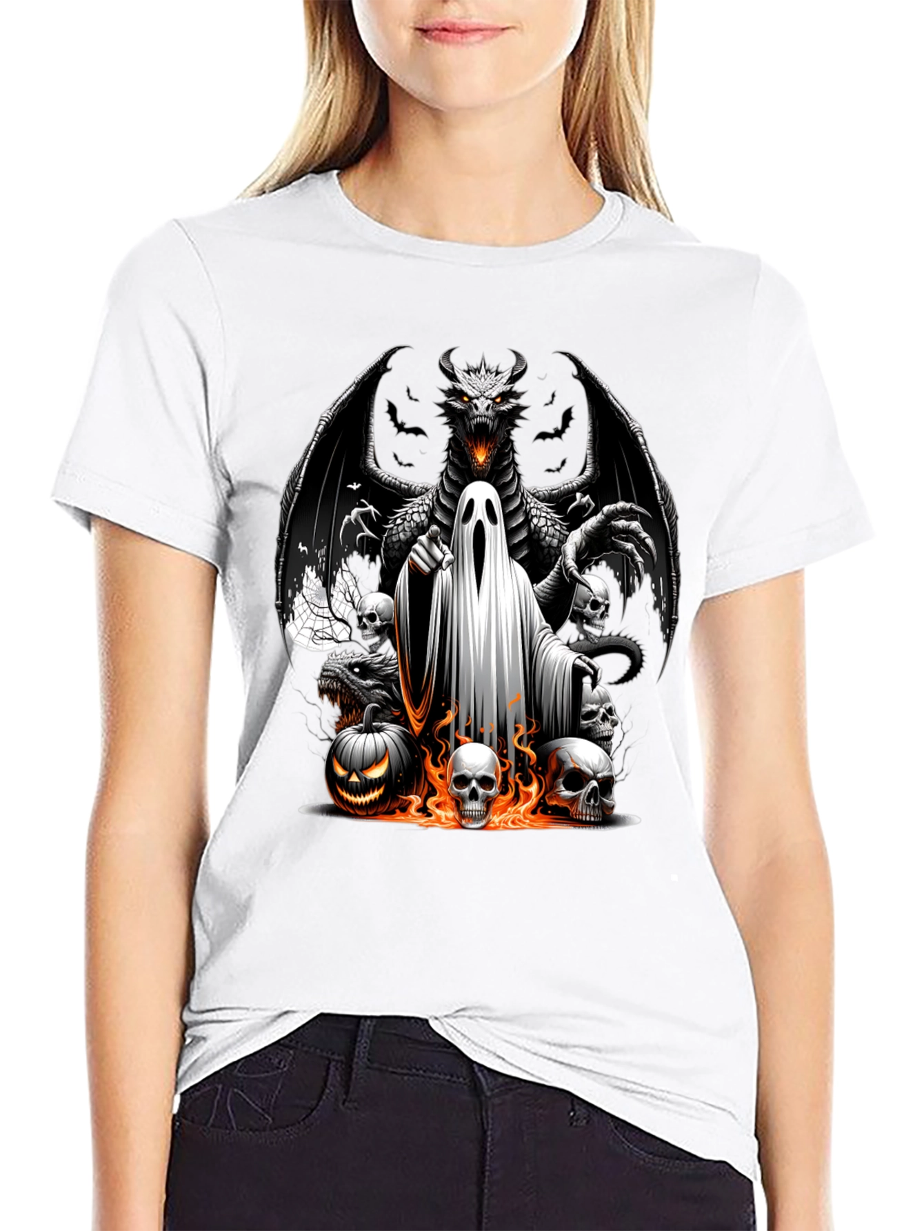 Halloween Dragon Ghost Graphic Tee