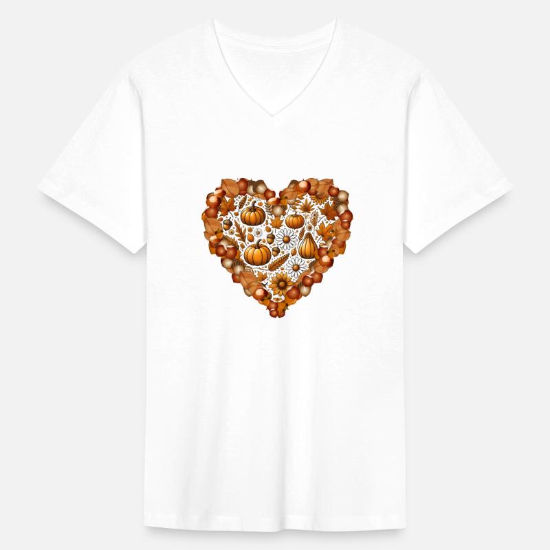 Heart filled with pumpkins, leaves and nuts