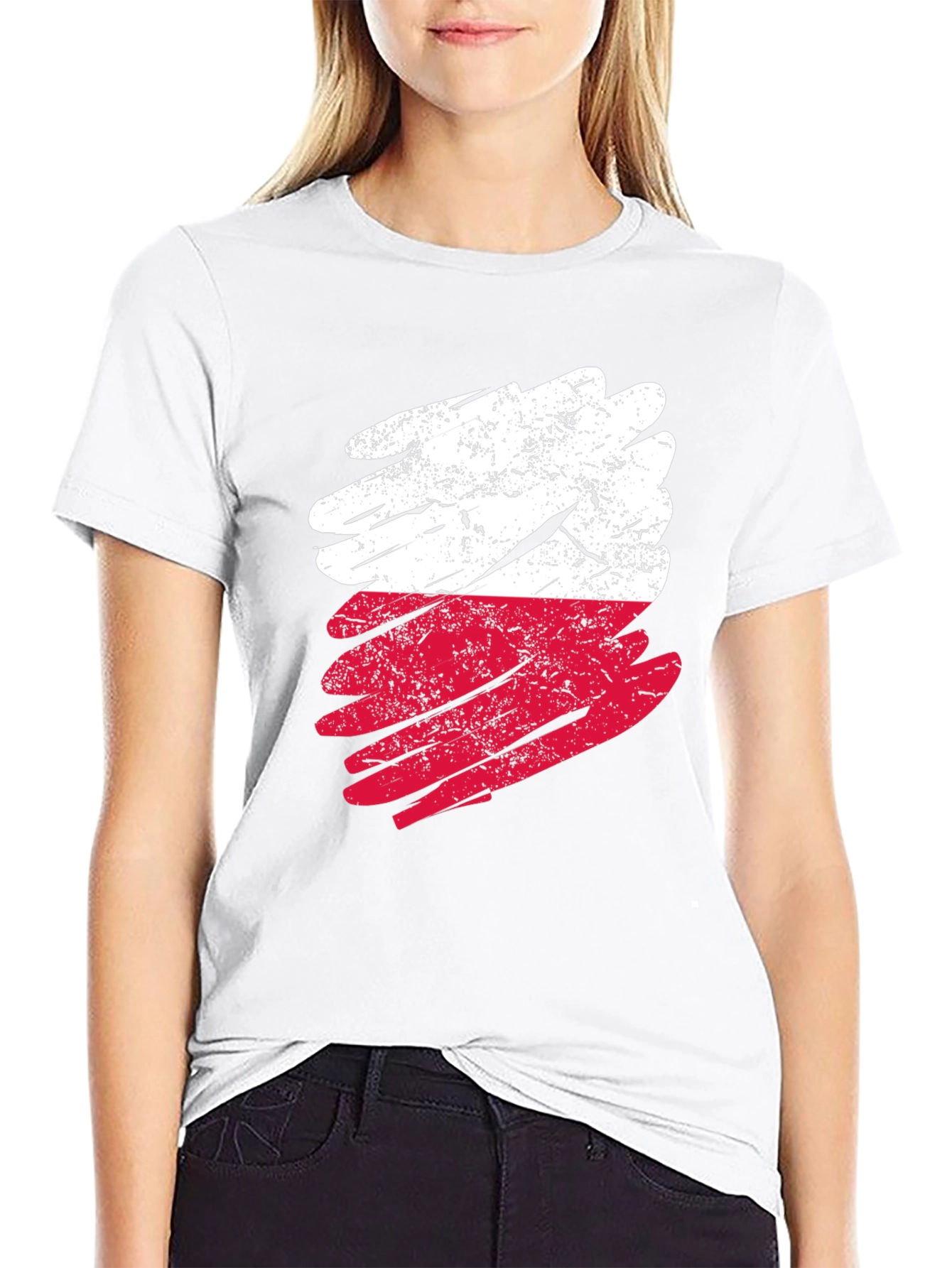 Distressed Poland Flag Graphic T-Shirt