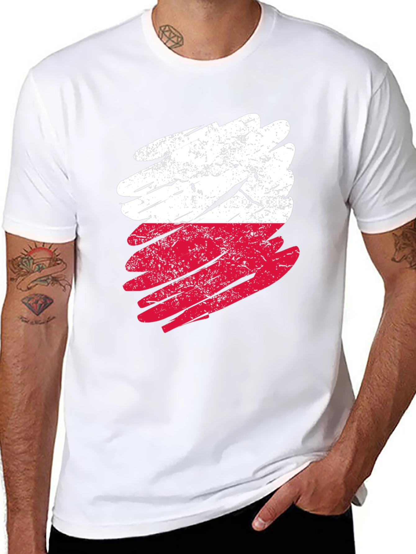 Distressed Poland Flag Graphic T-Shirt