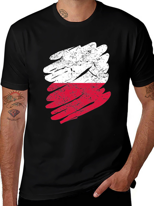 Distressed Poland Flag Graphic T-Shirt