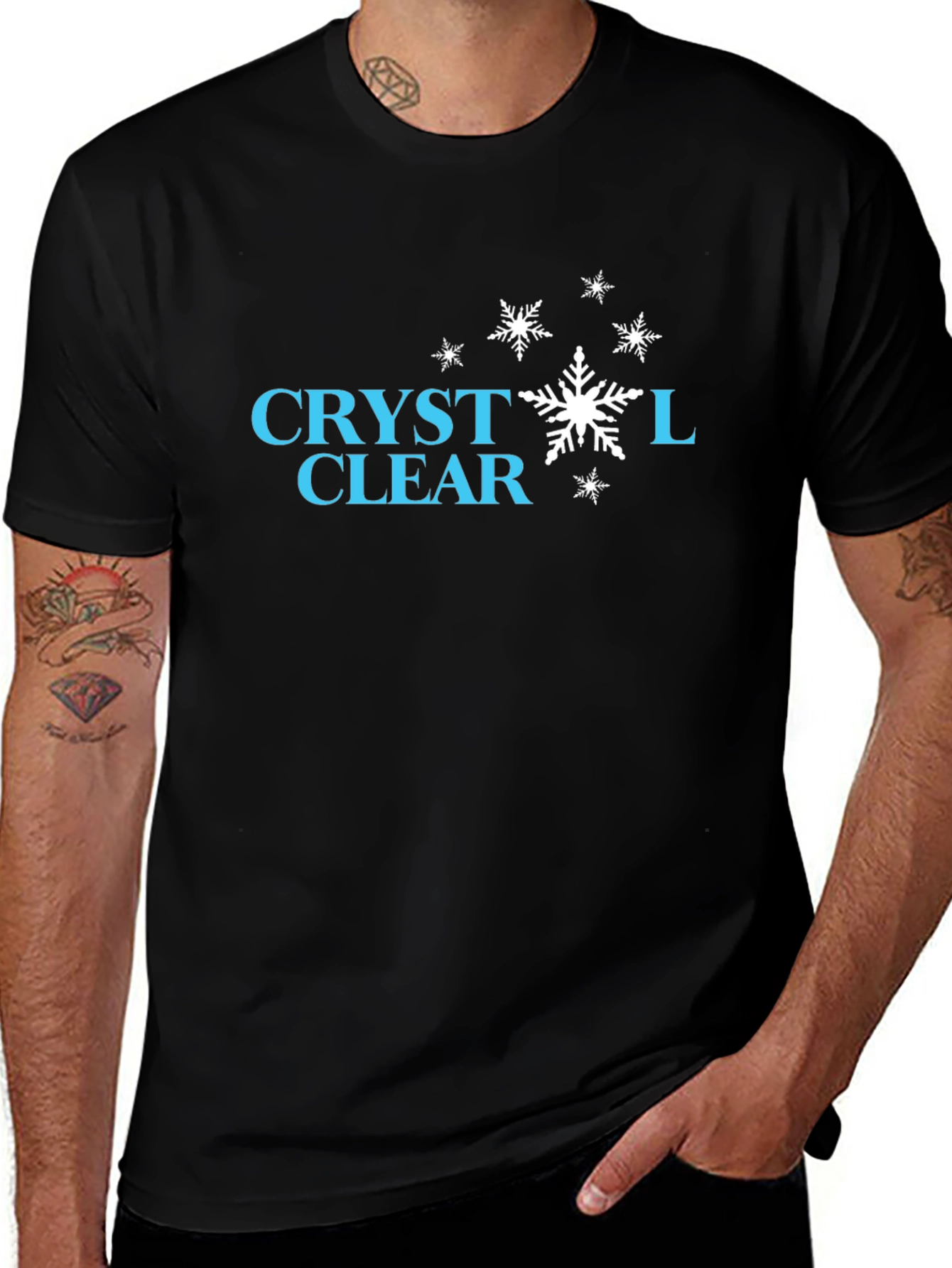 Crystal Clear Snowflake Graphic Tee - Stylish Black T-Shirt