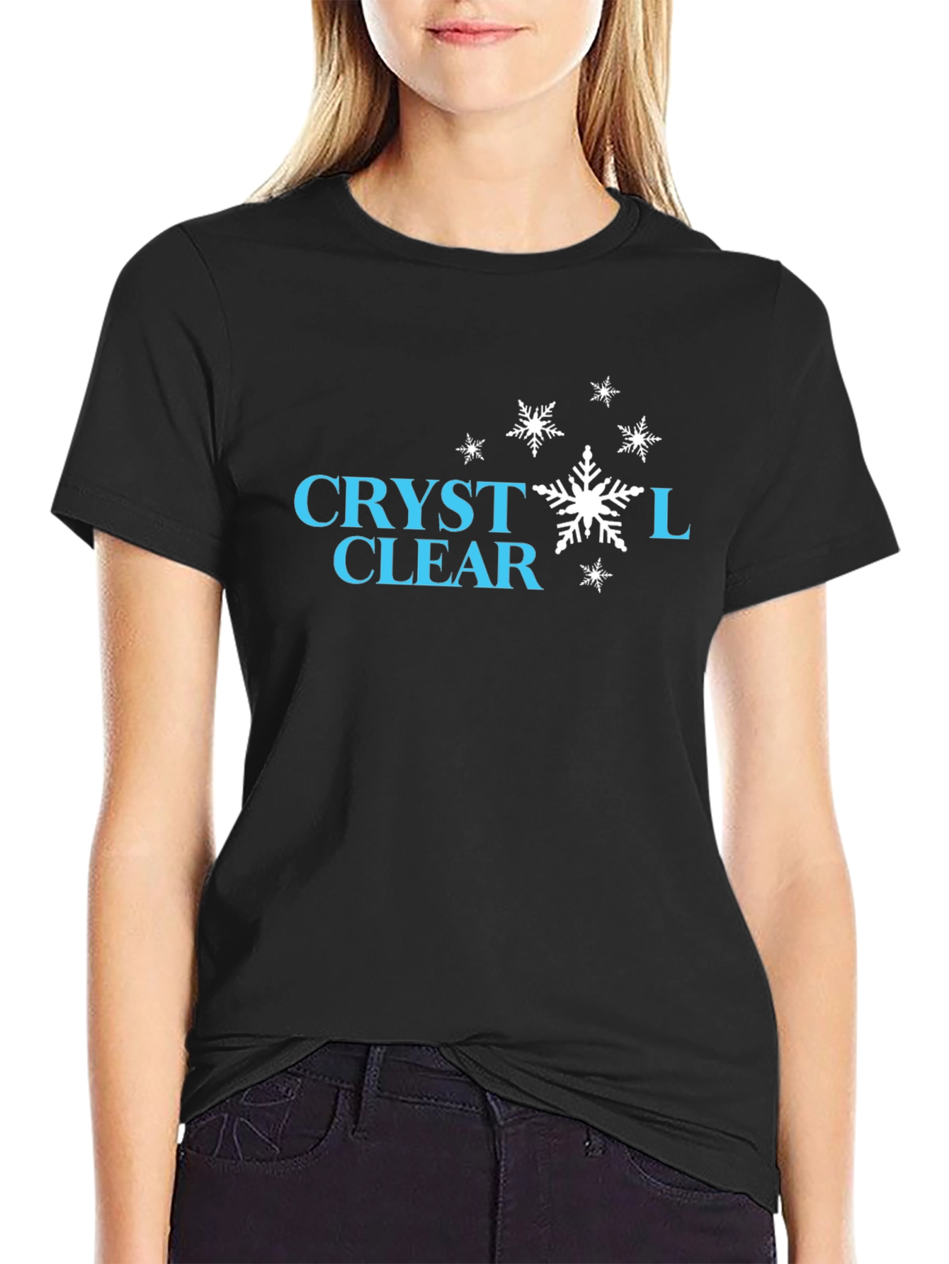 Crystal Clear Snowflake Graphic Tee - Stylish Black T-Shirt
