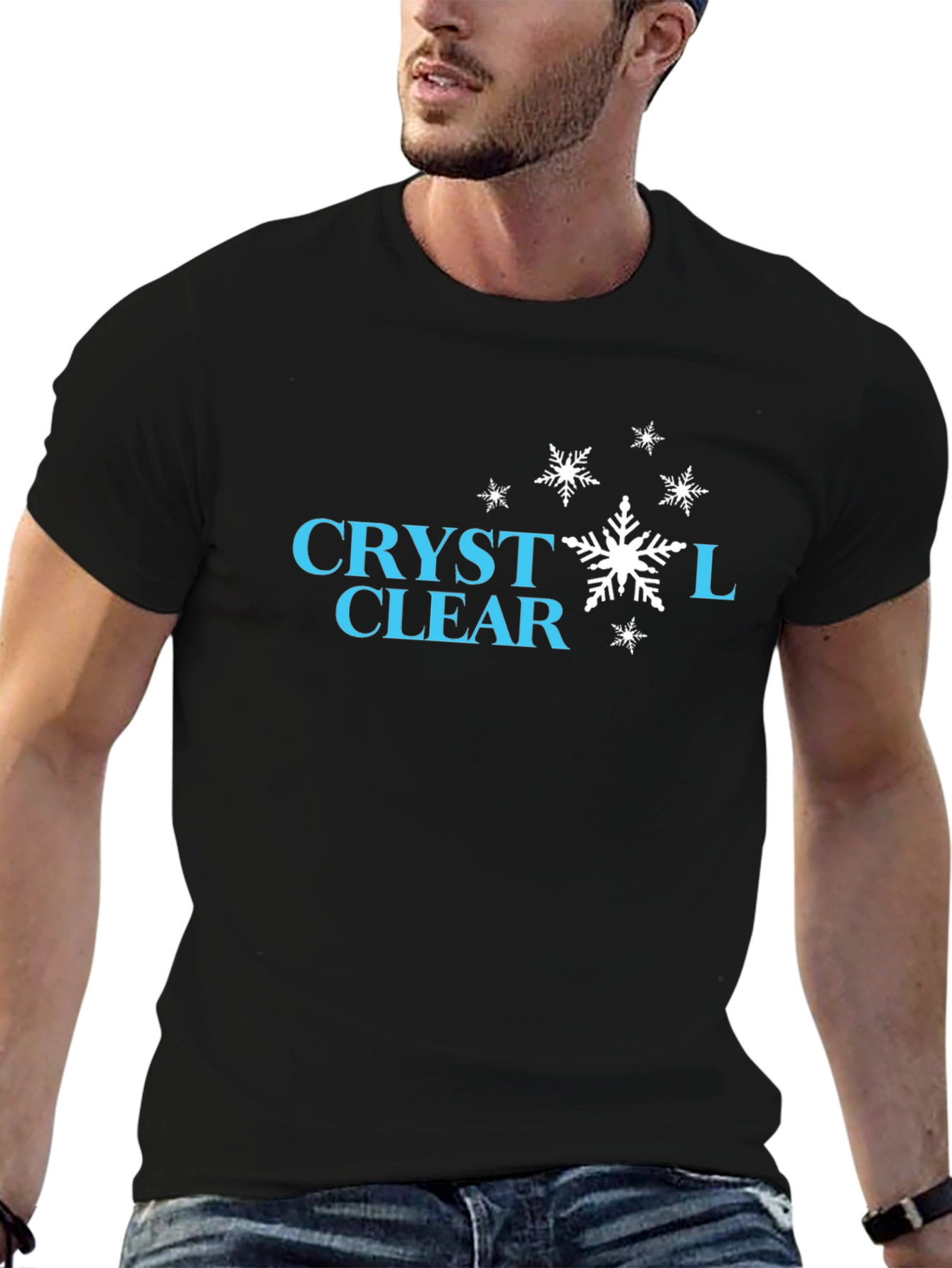 Crystal Clear Snowflake Graphic Tee - Stylish Black T-Shirt