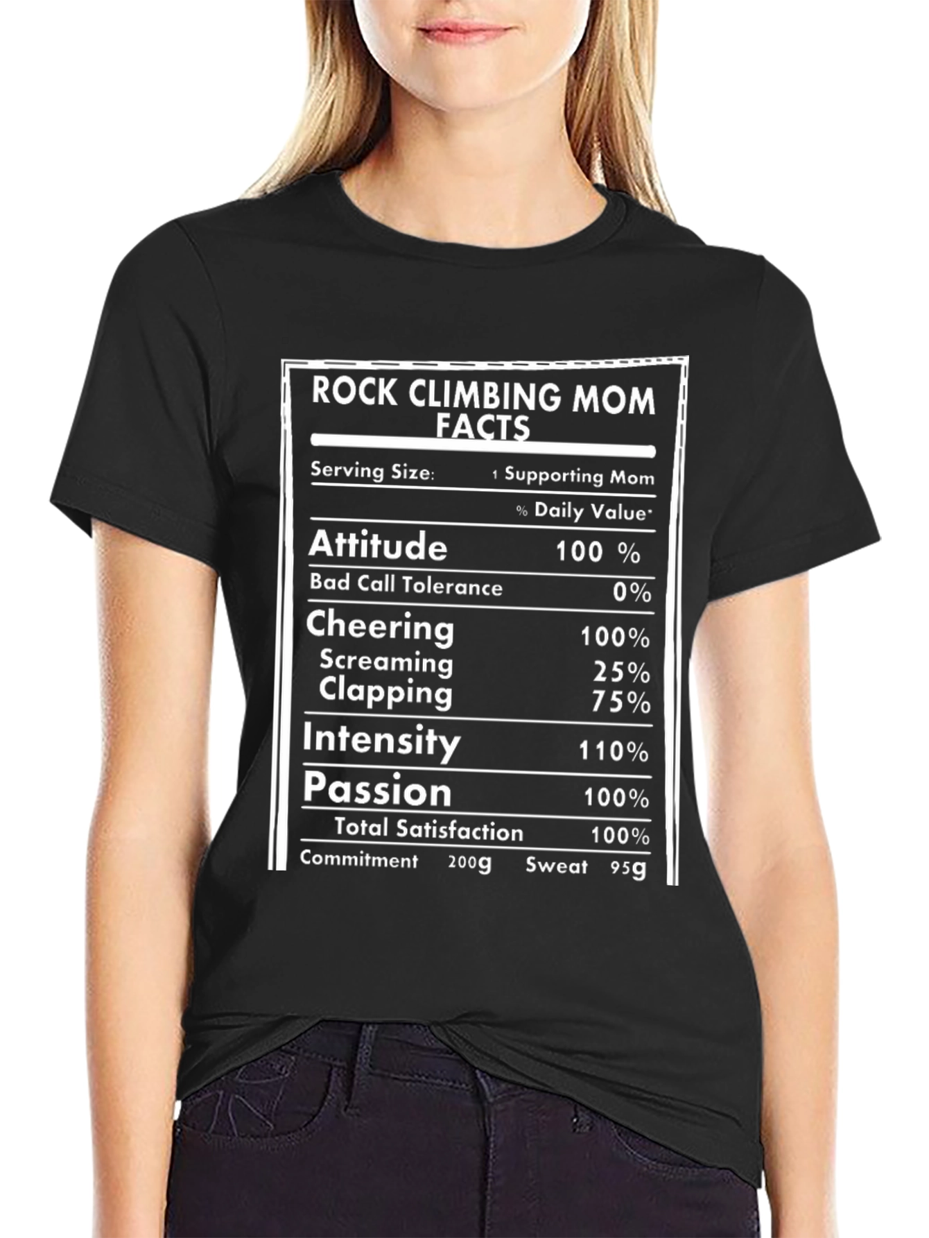 Rock Climbing Mom Nutrition Facts T-Shirt