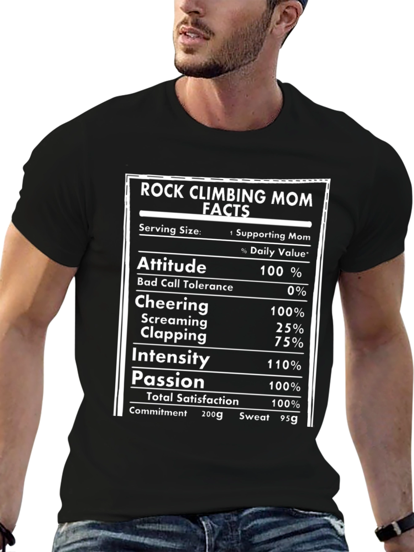 Rock Climbing Mom Nutrition Facts T-Shirt