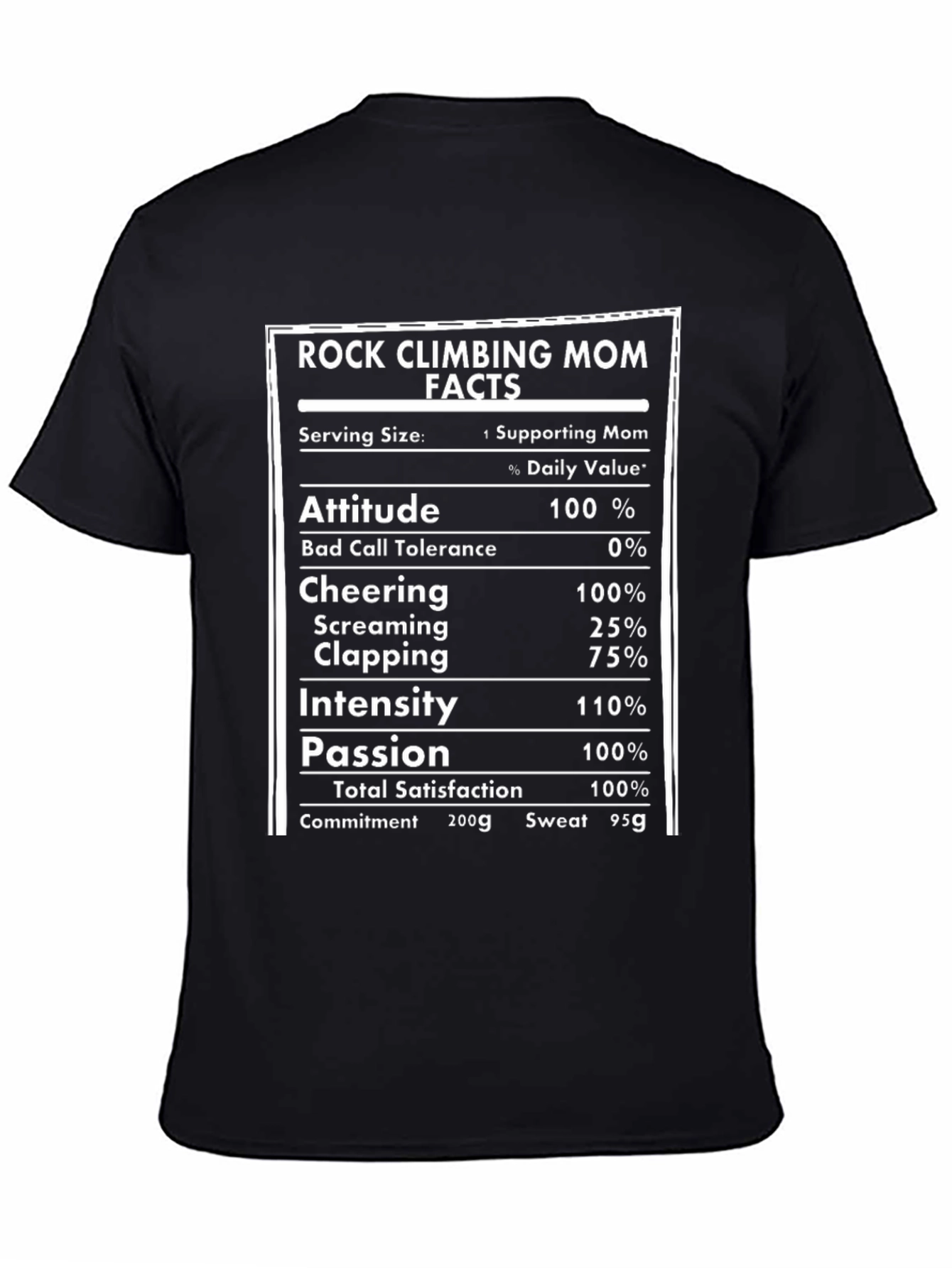 Rock Climbing Mom Nutrition Facts T-Shirt