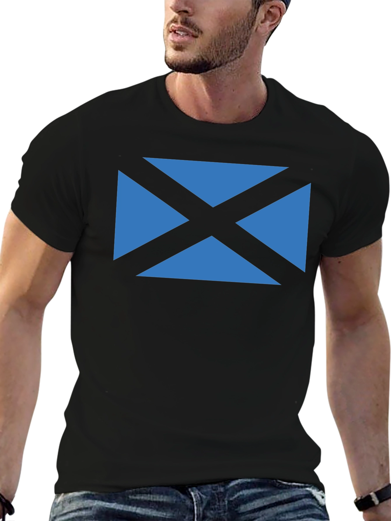 Scottish Flag T-Shirt - Black Crew Neck Tee
