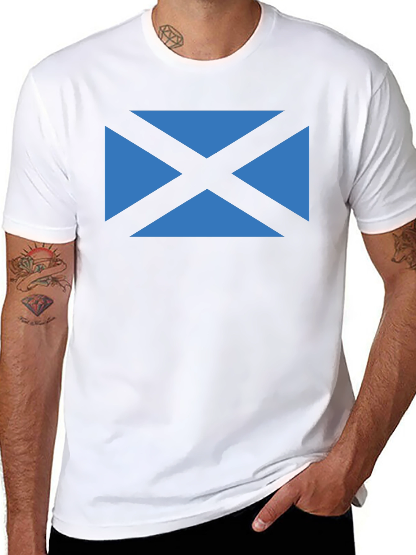 Scottish Flag T-Shirt - Black Crew Neck Tee