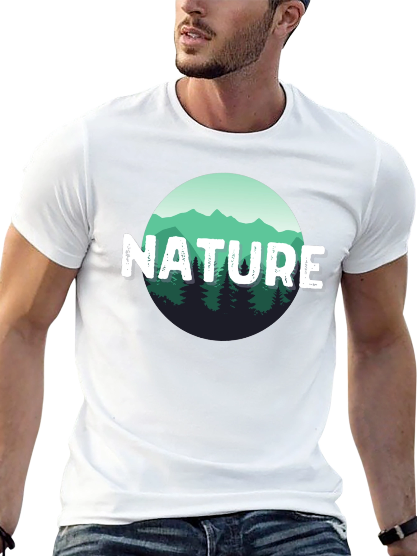 Nature Scene Graphic Black T-Shirt