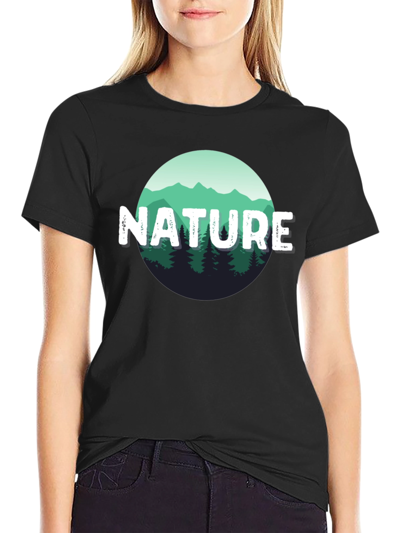 Nature Scene Graphic Black T-Shirt
