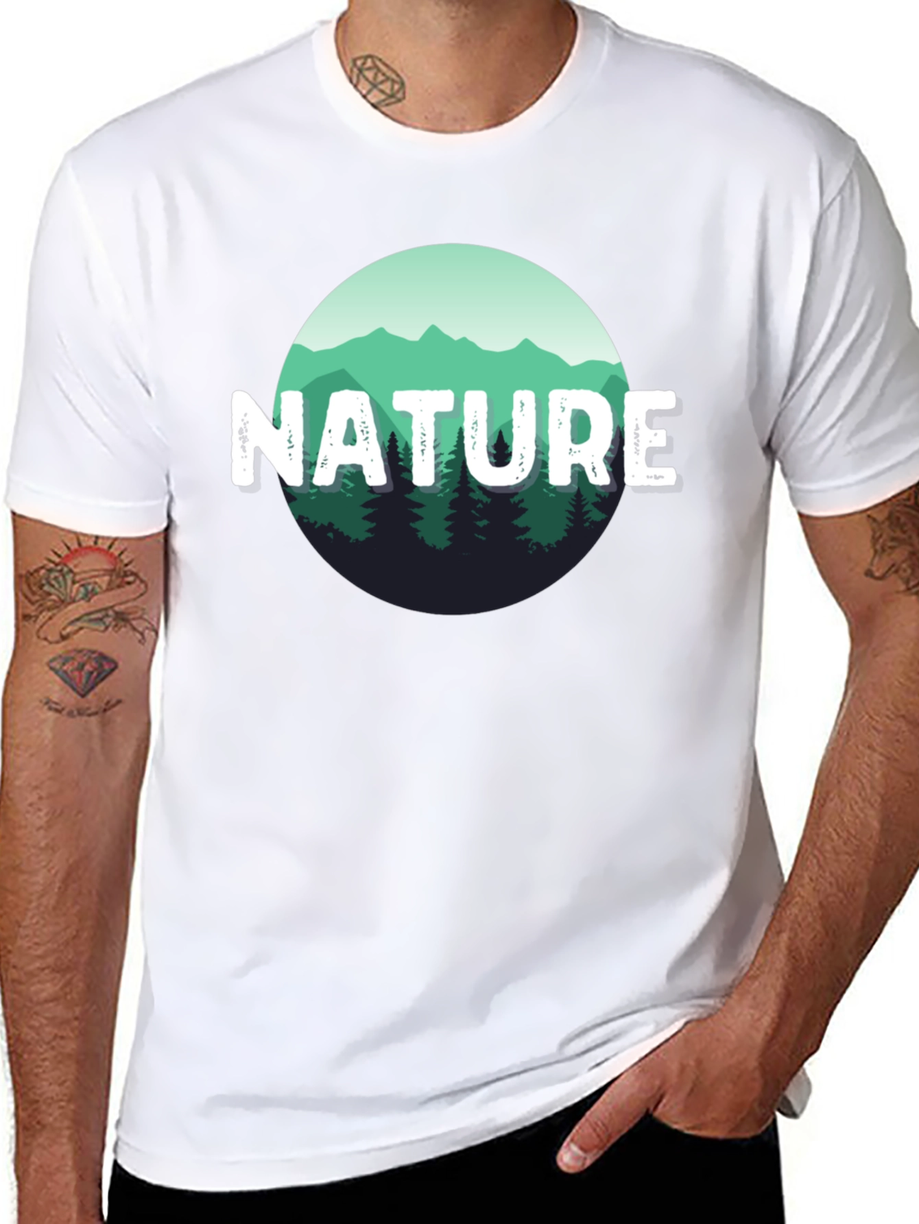 Nature Scene Graphic Black T-Shirt