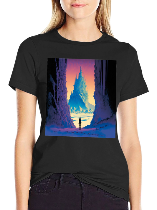 Fantasy Castle Print Black T-Shirt