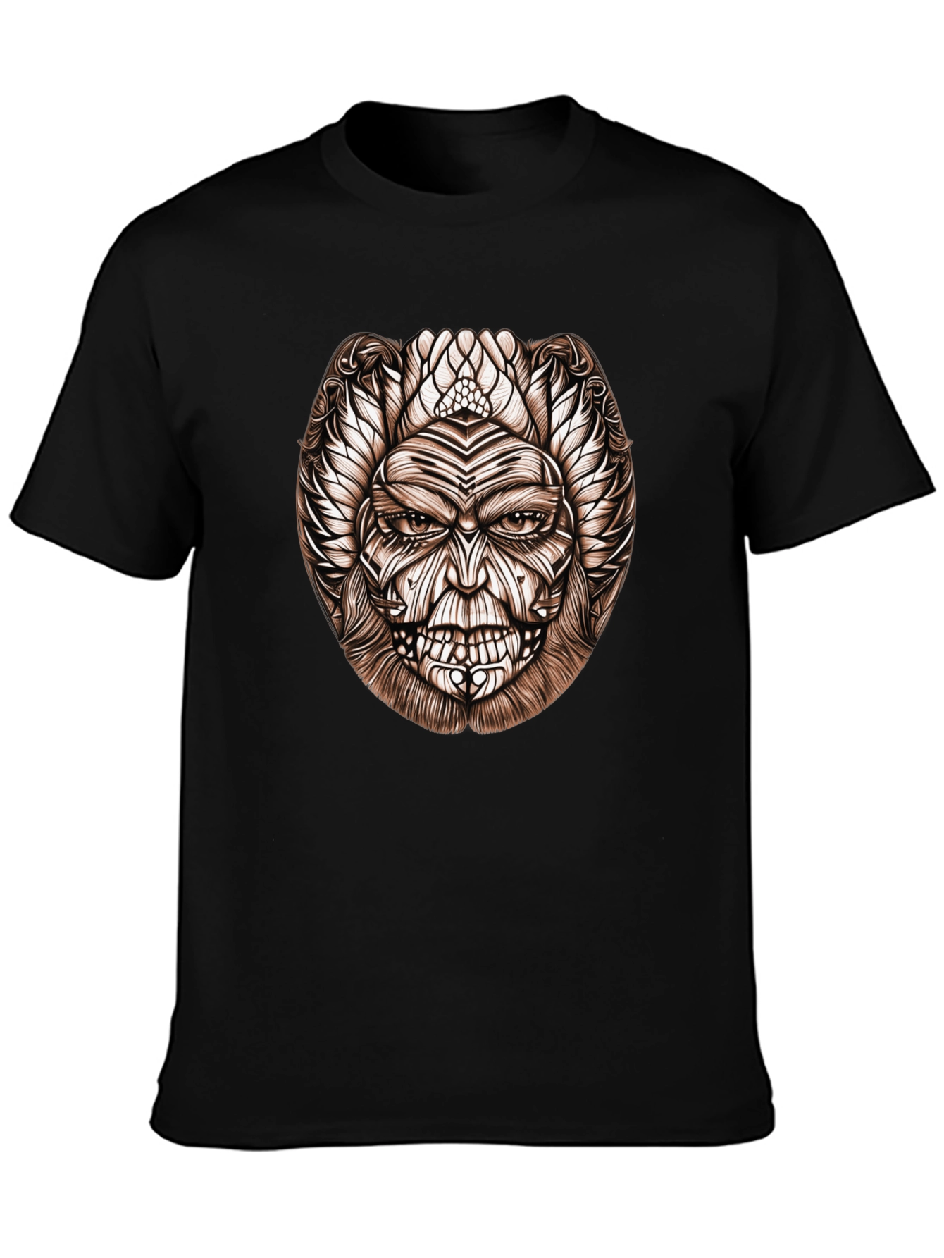 Tribal Face Graphic Black T-Shirt