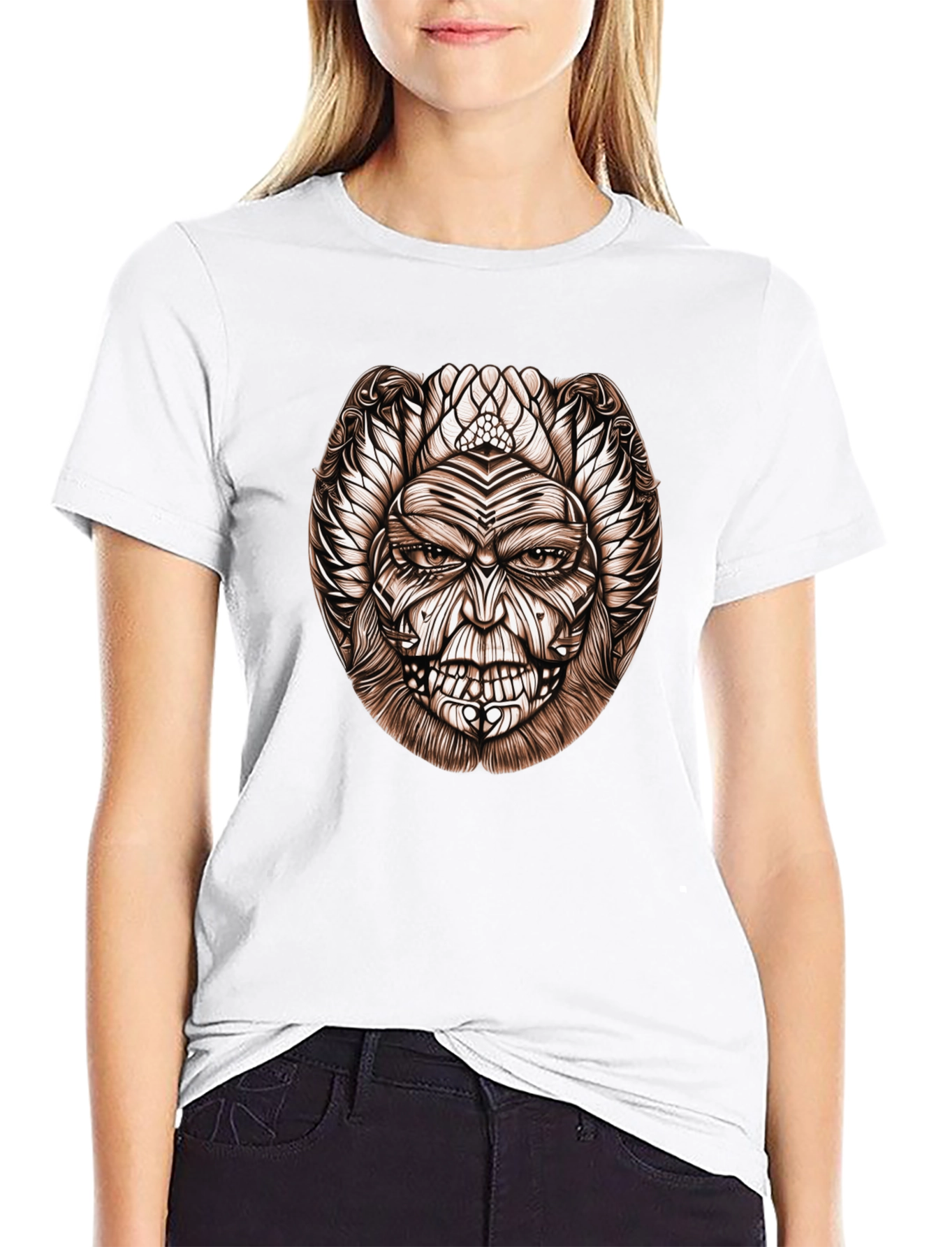 Tribal Face Graphic Black T-Shirt