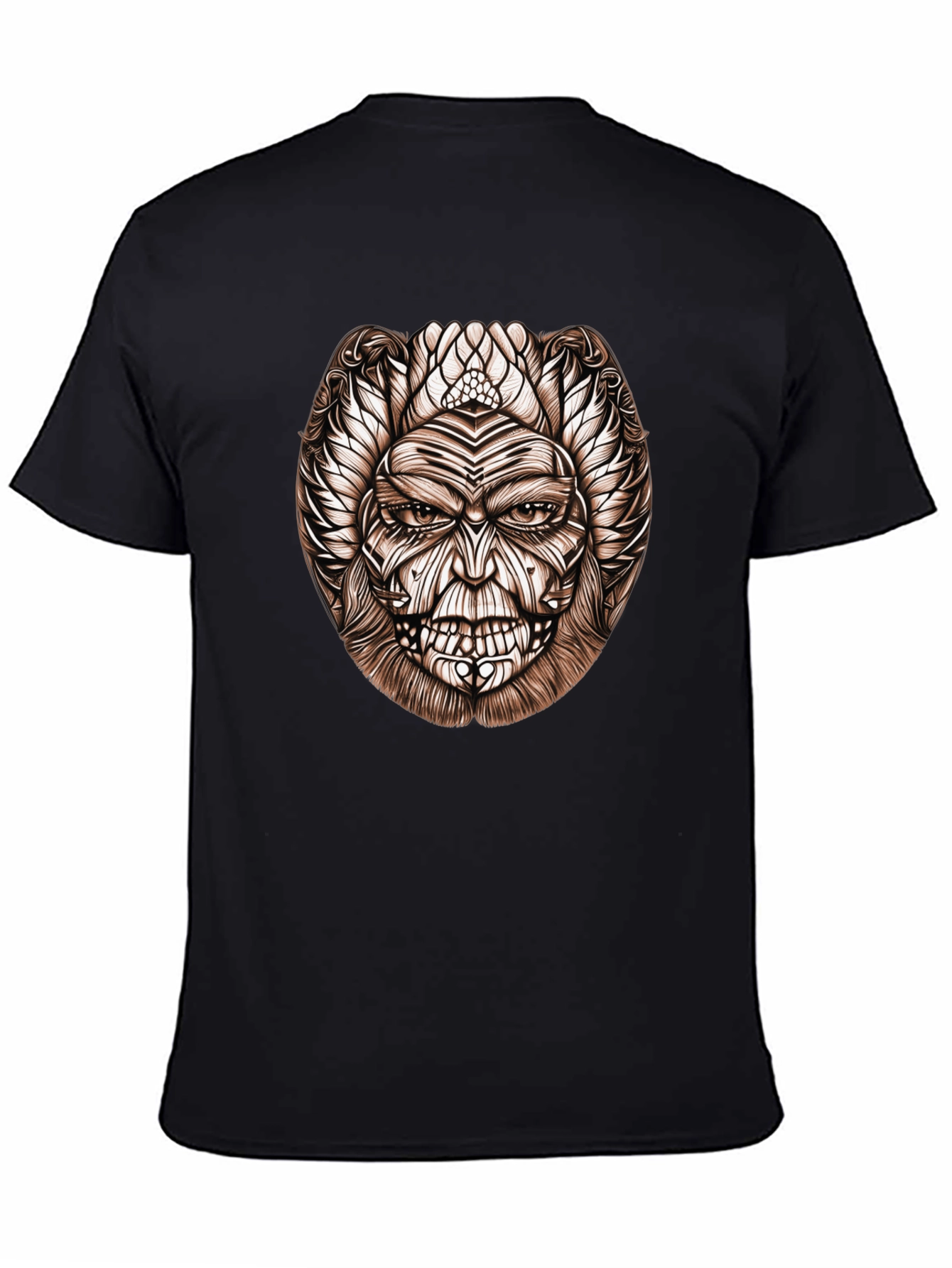 Tribal Face Graphic Black T-Shirt