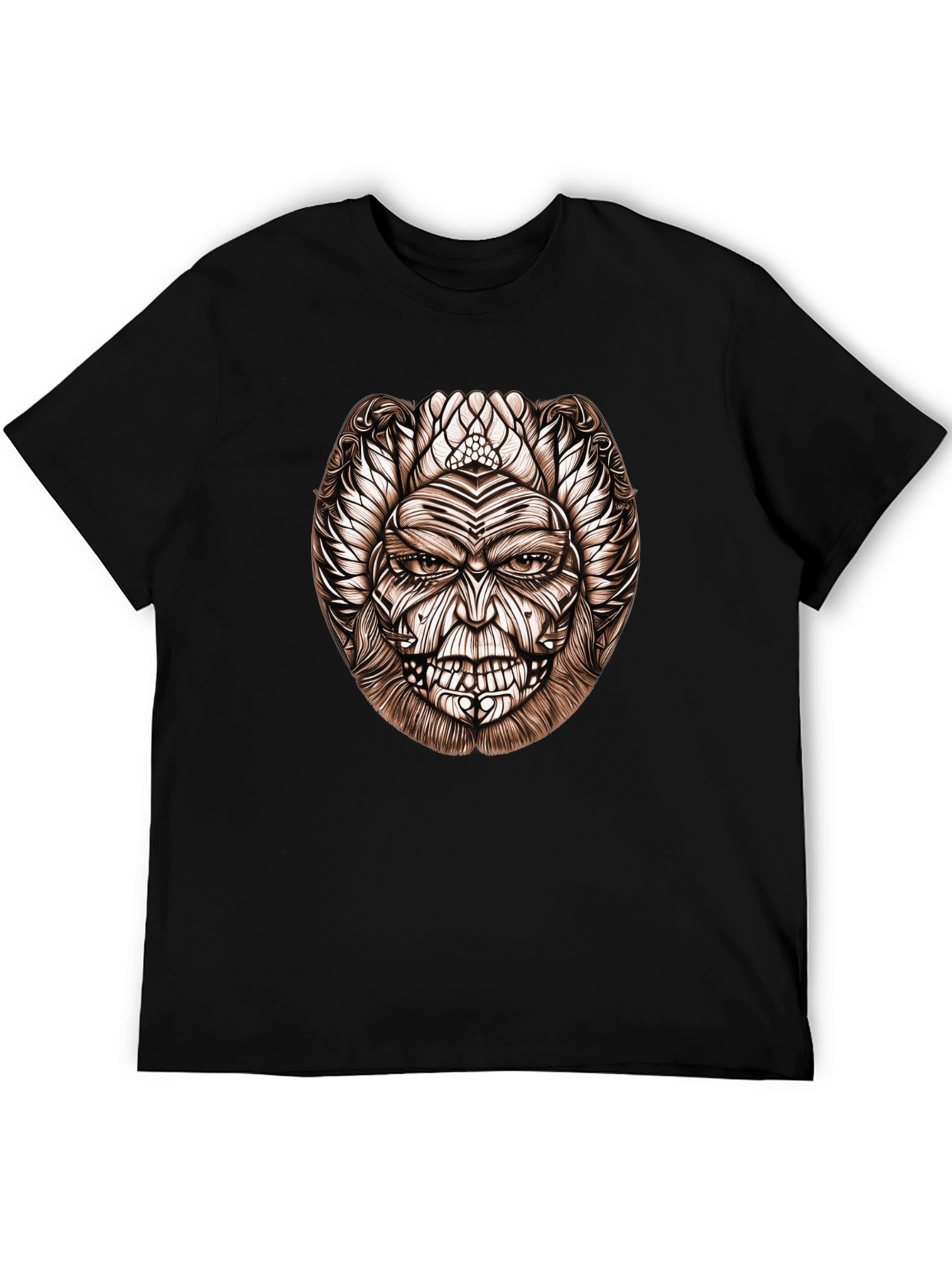 Tribal Face Graphic Black T-Shirt