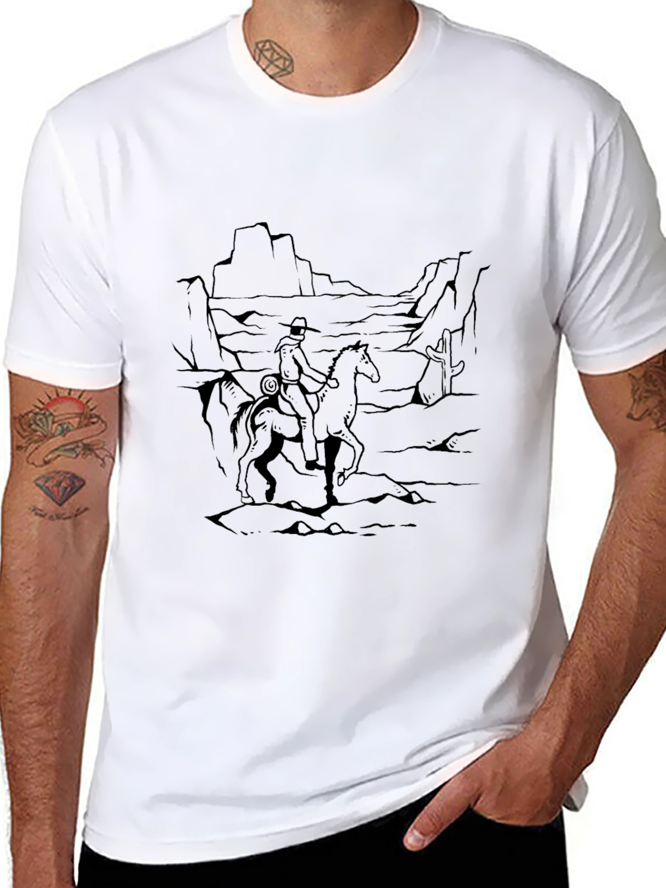Black Cowboy Desert Graphic Tee