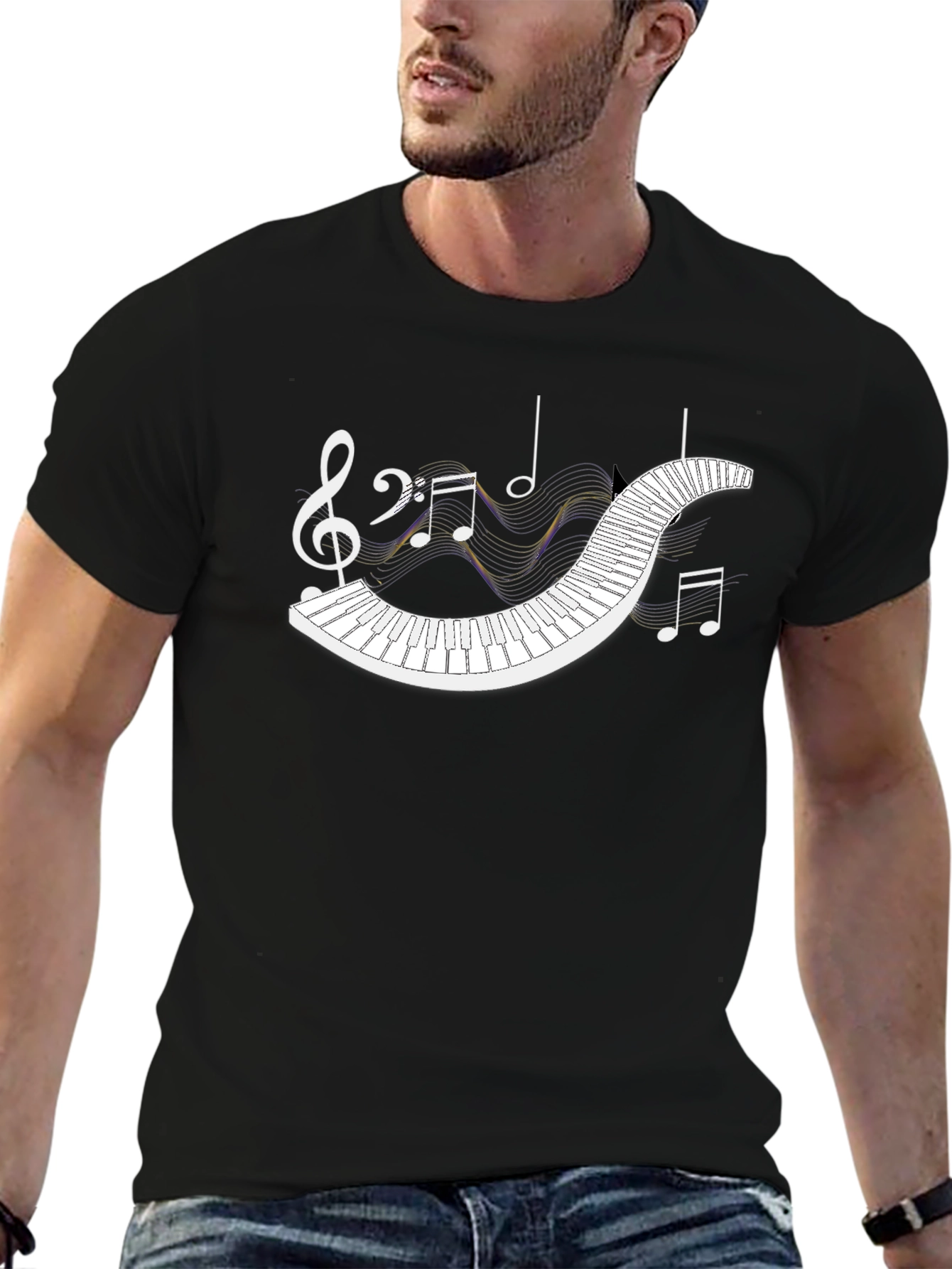 Musical Piano T-Shirt - Black Graphic Tee