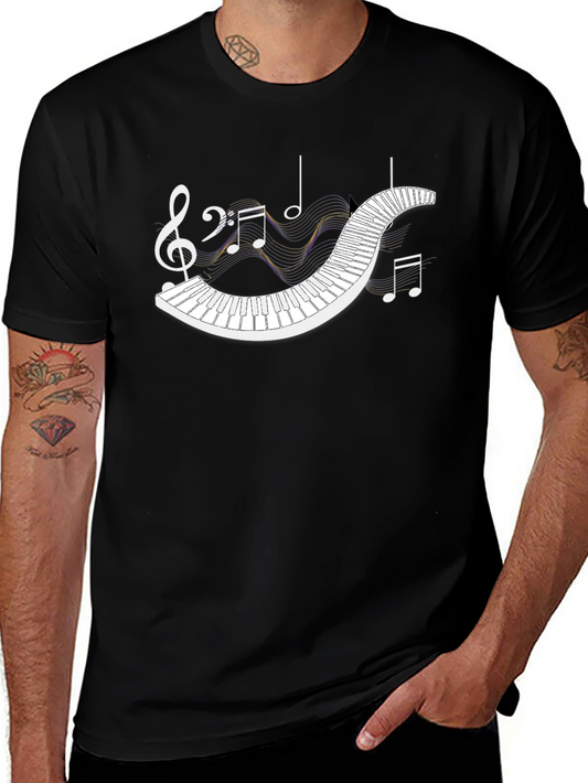 Musical Piano T-Shirt - Black Graphic Tee