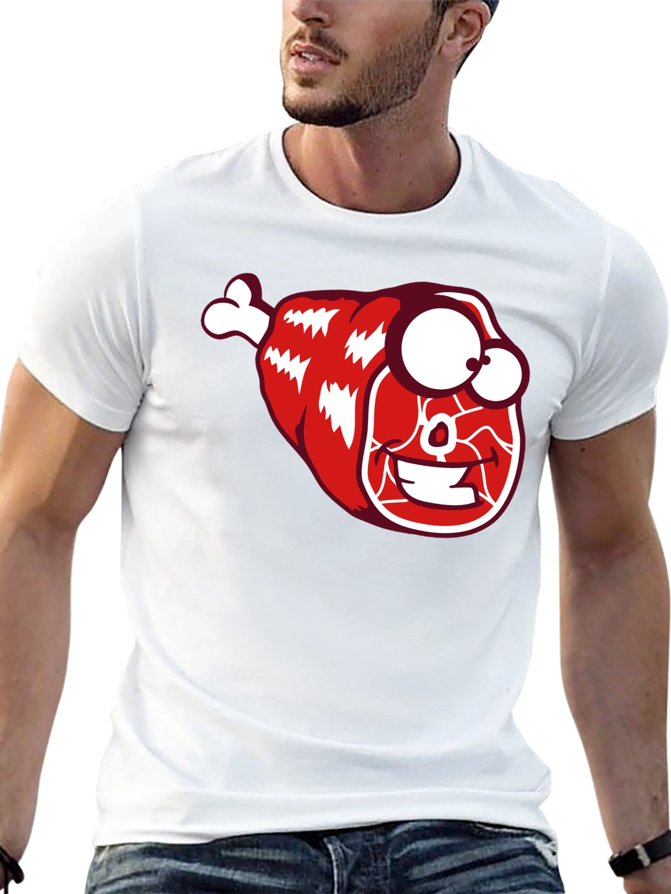 Funny Meat Cartoon Graphic T-Shirt
