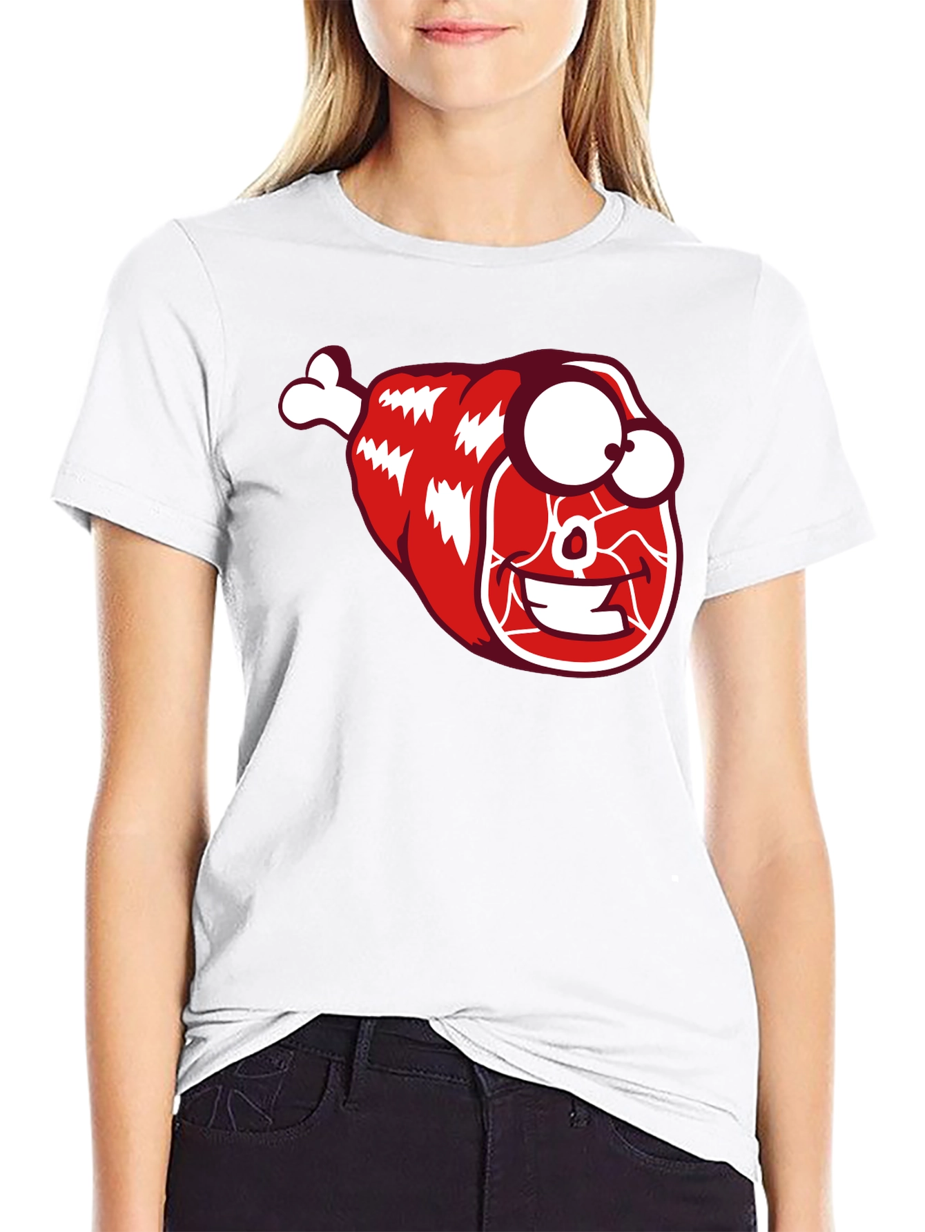 Funny Meat Cartoon Graphic T-Shirt