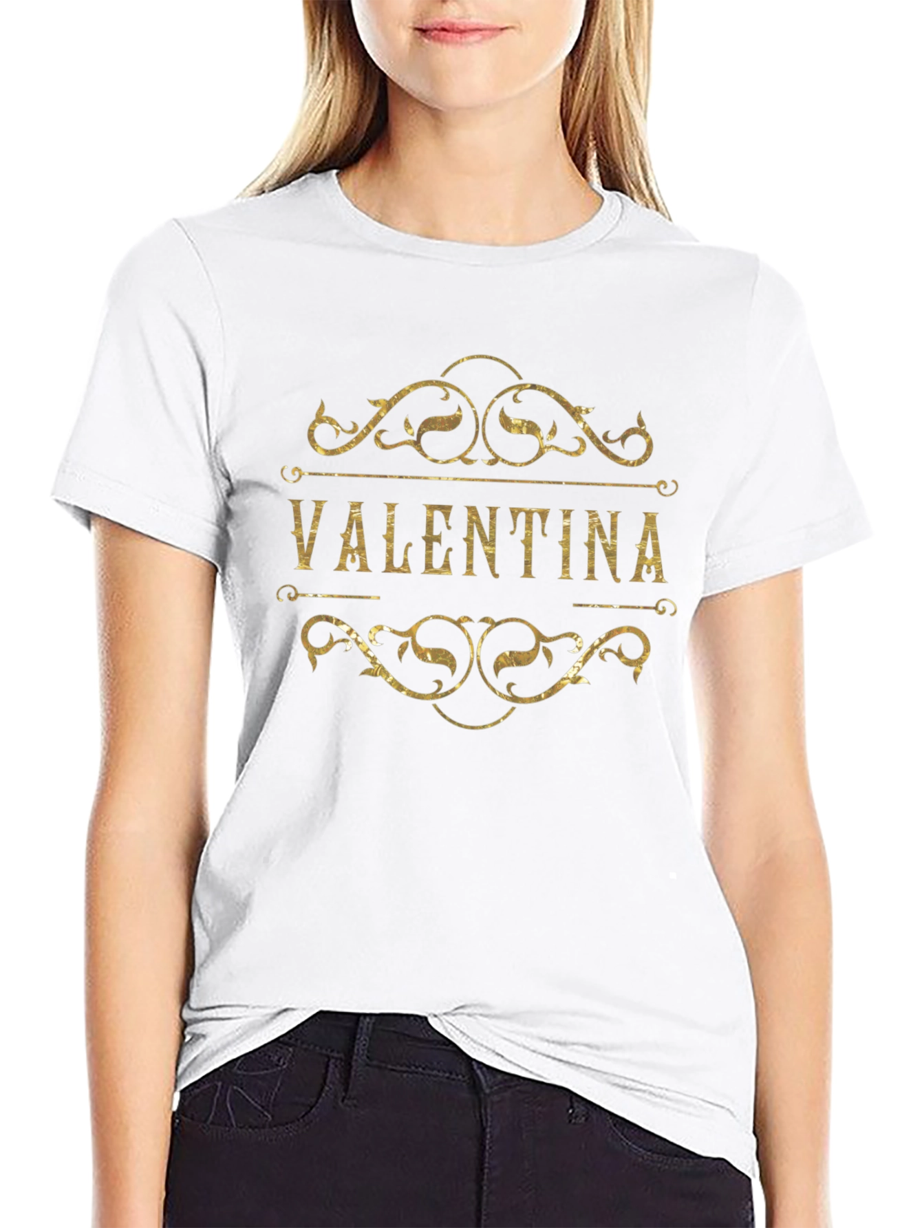 Valentina Graphic Print Tee - Stylish Black Cotton T-Shirt