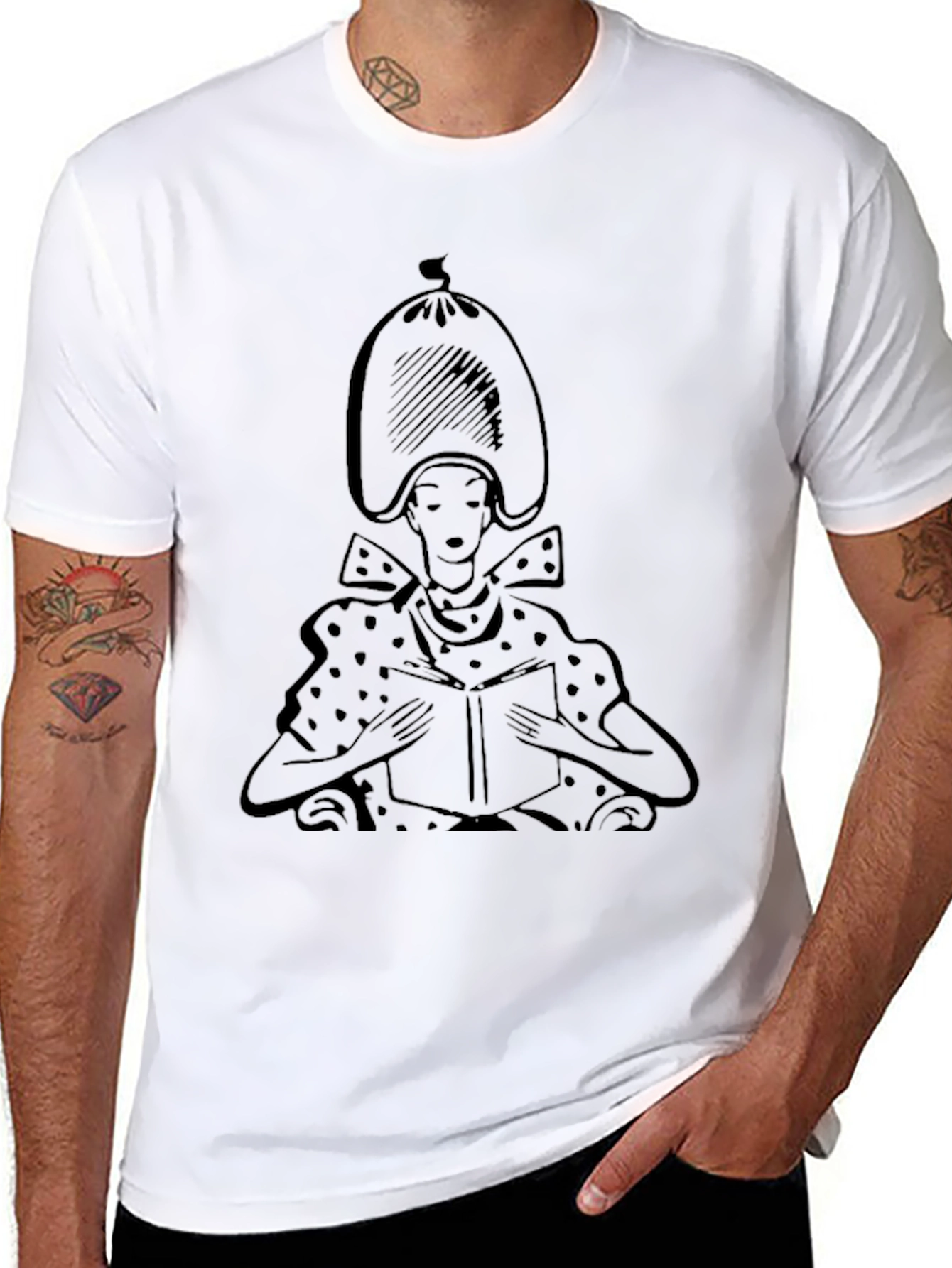 Reading Lady Graphic Tee - Stylish Black T-Shirt
