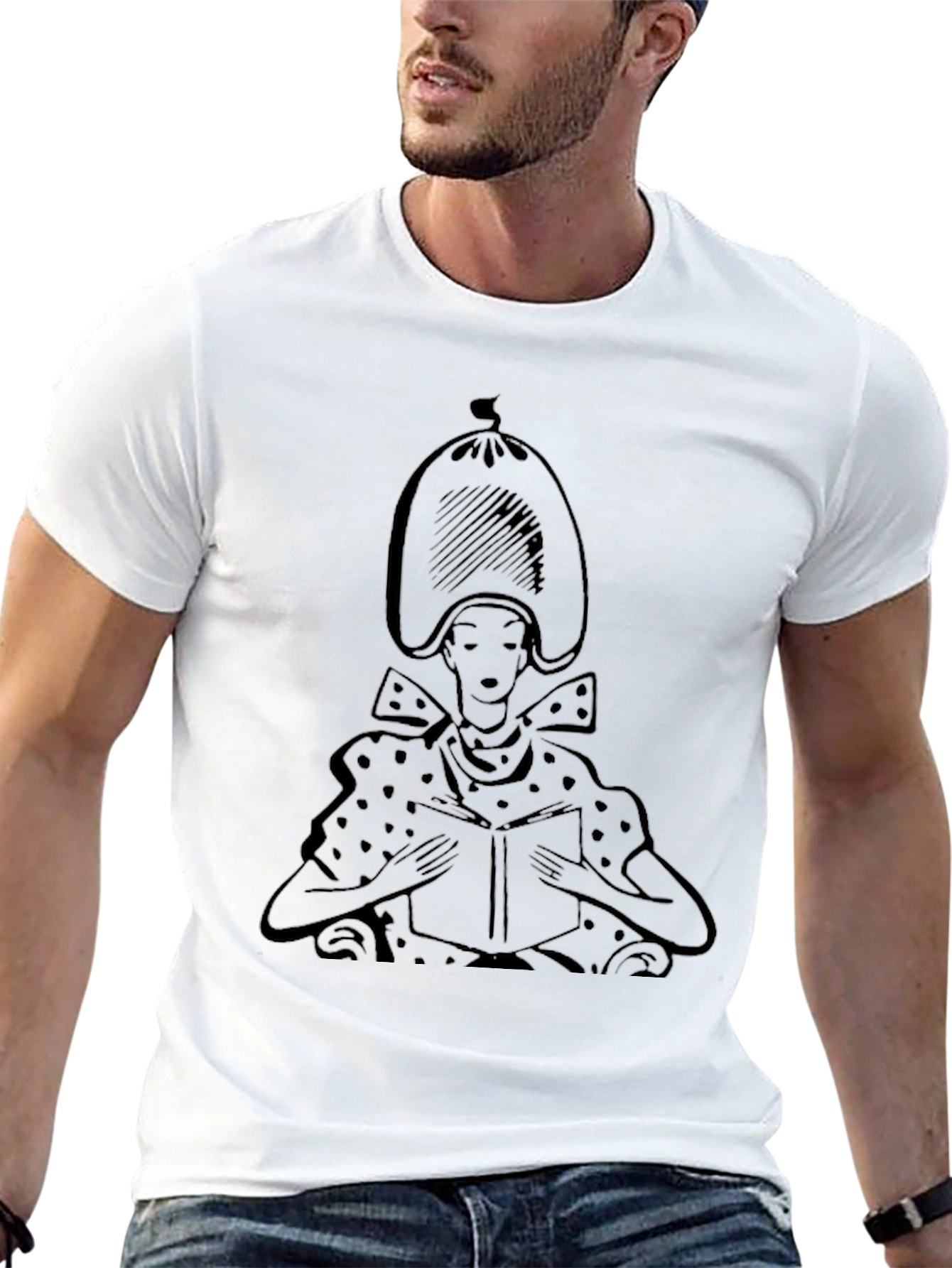 Reading Lady Graphic Tee - Stylish Black T-Shirt