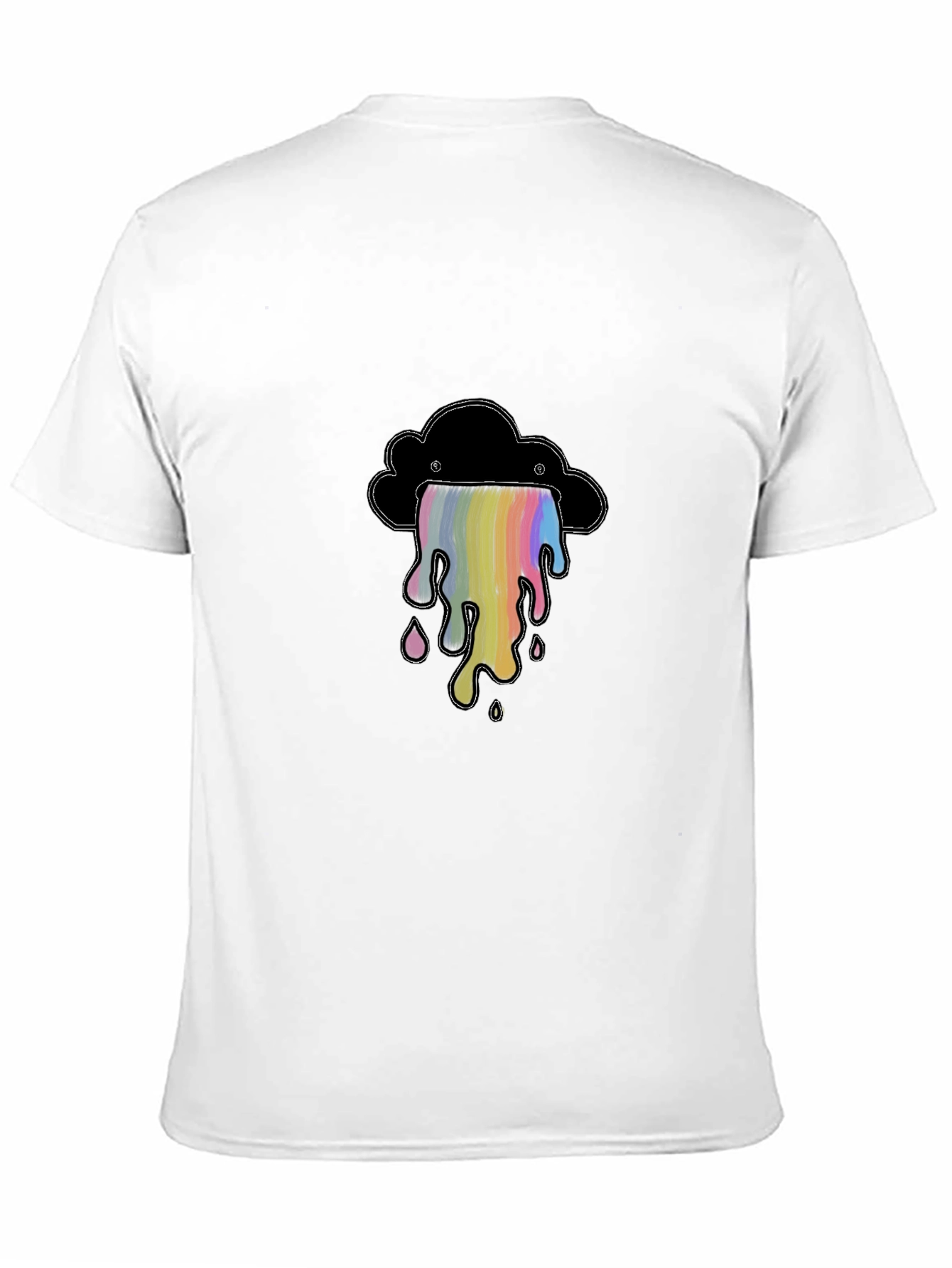 Black T-Shirt with Rainbow Cloud Graphic