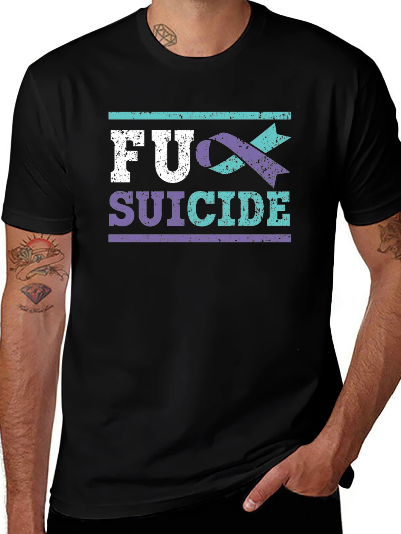 FU Suicide Awareness Ribbon Graphic T-Shirt