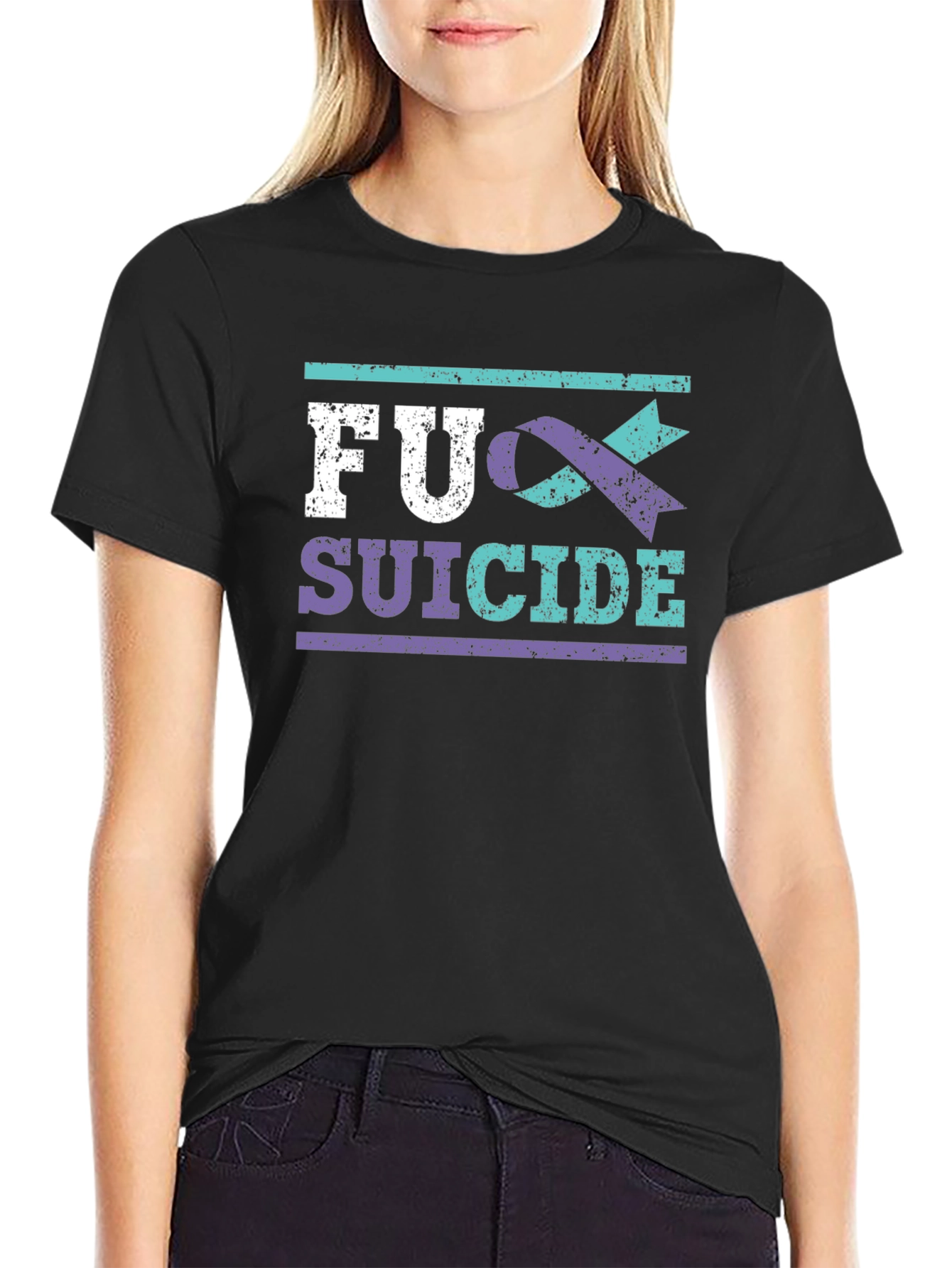 FU Suicide Awareness Ribbon Graphic T-Shirt