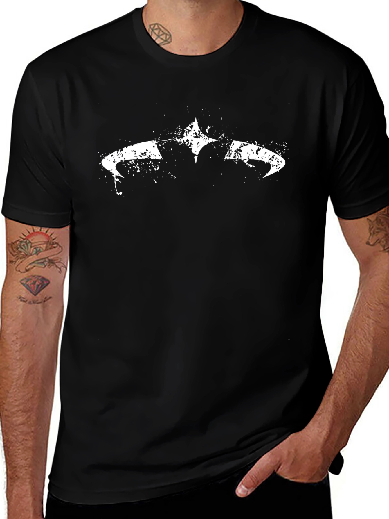 Distressed Batman Logo Black T-Shirt