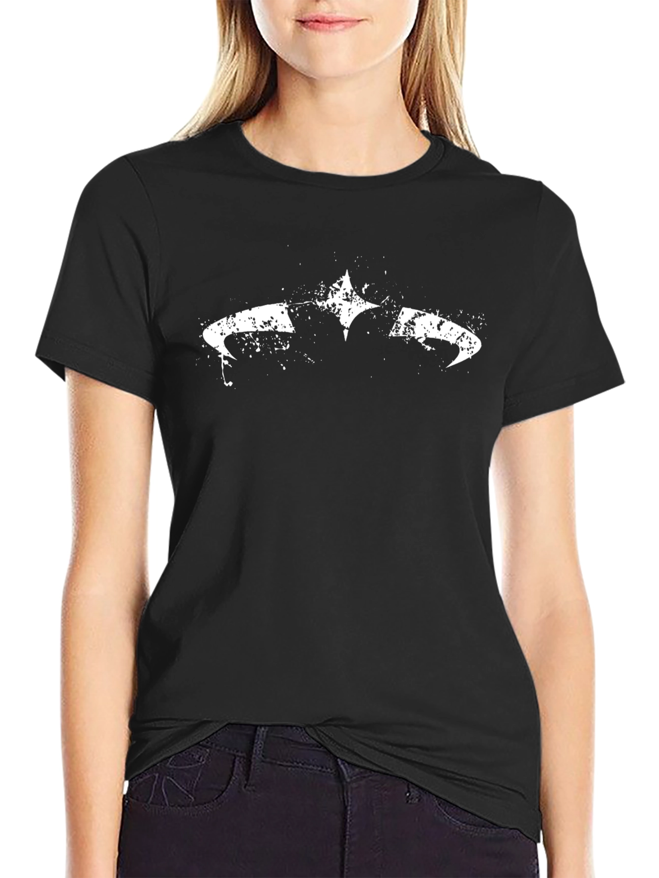 Distressed Batman Logo Black T-Shirt