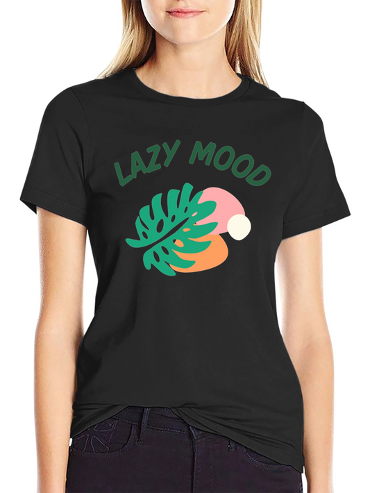 Lazy Mood Graphic Tee - Relaxed Fit Black T-Shirt