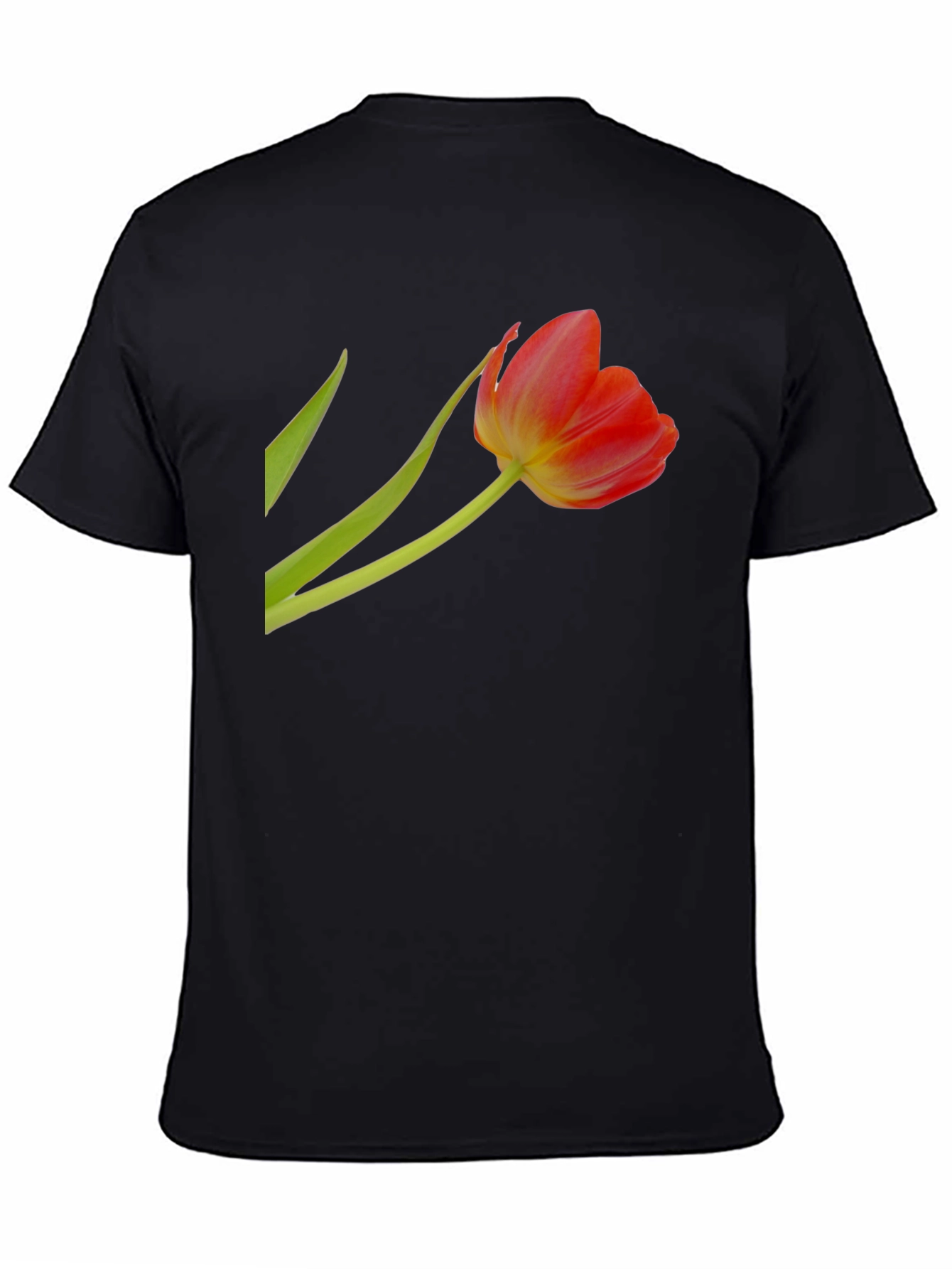 Floral Tulip Graphic Tee - Stylish Black T-Shirt
