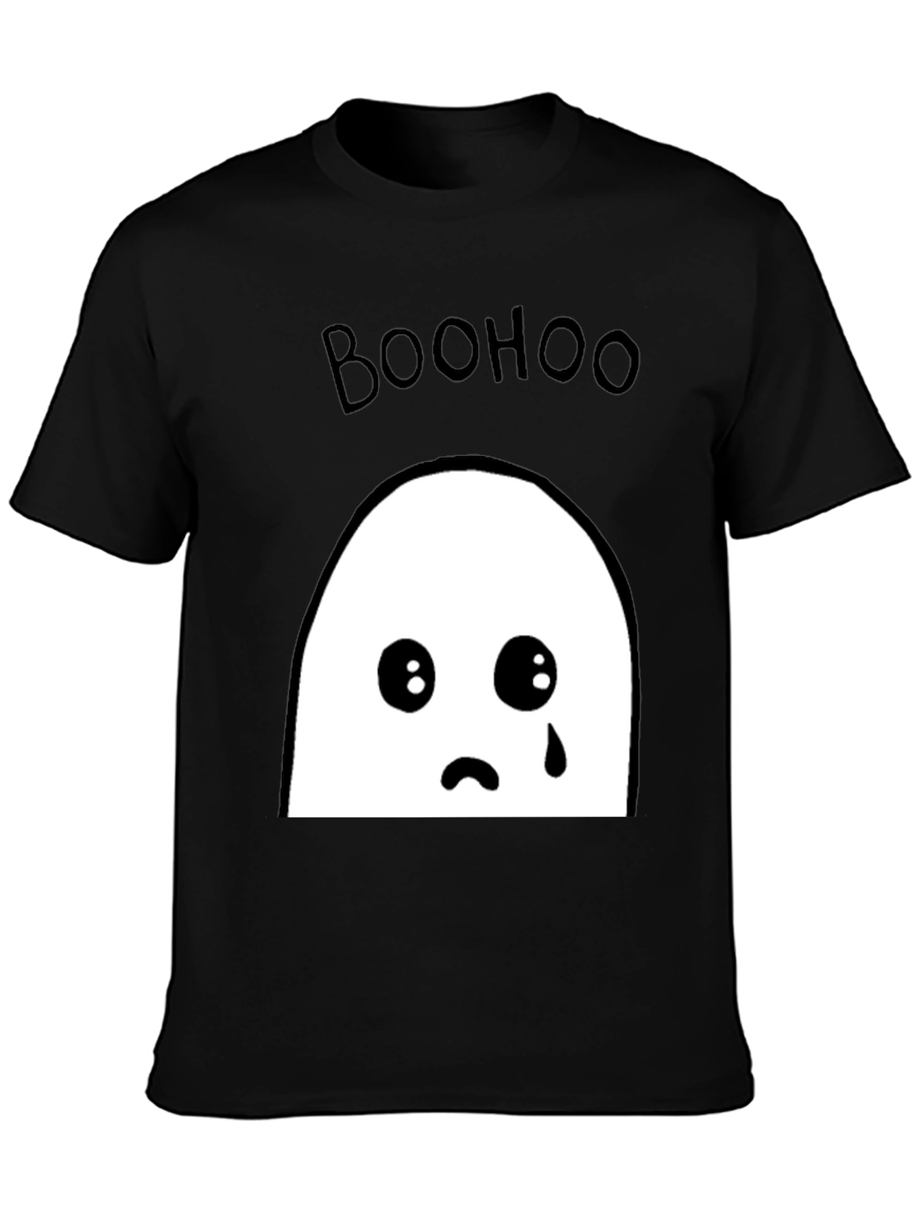 Boohoo Ghost Graphic Tee - Black Cotton T-Shirt